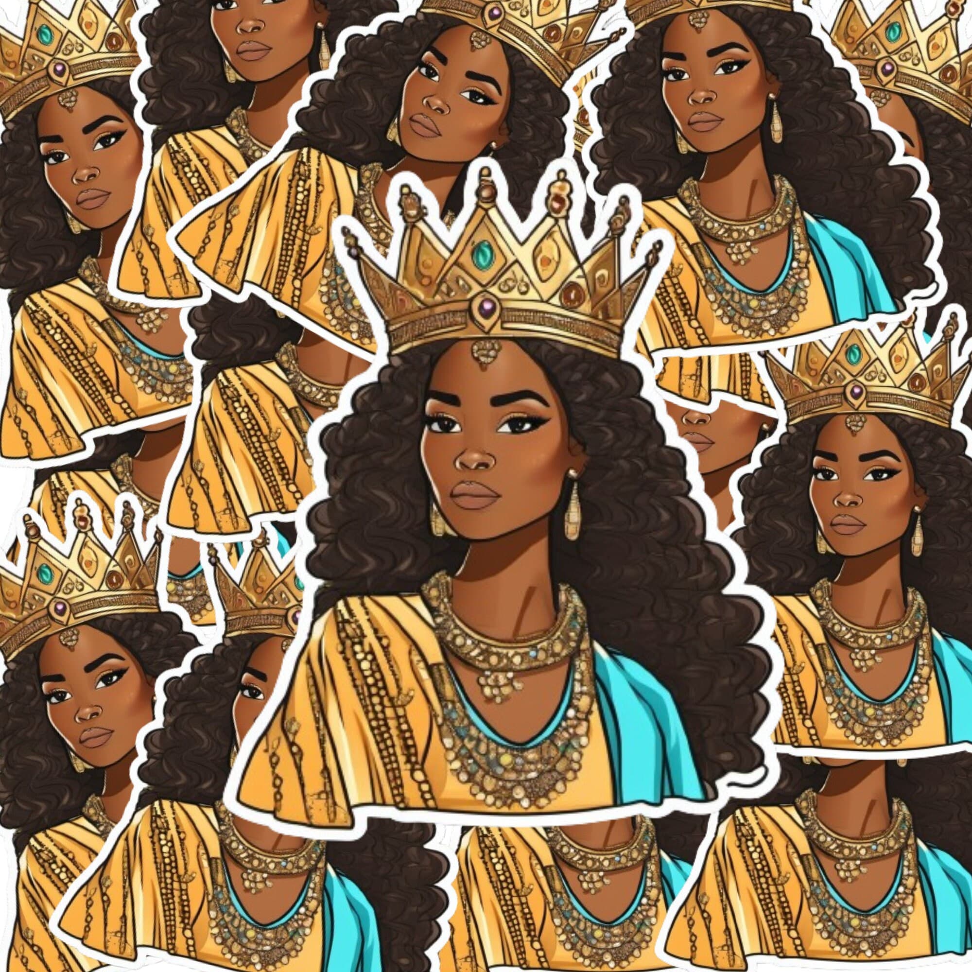 Nubian Queen Sticker: Golden Crown, Royal Black Woman (Digital Download) - image 2