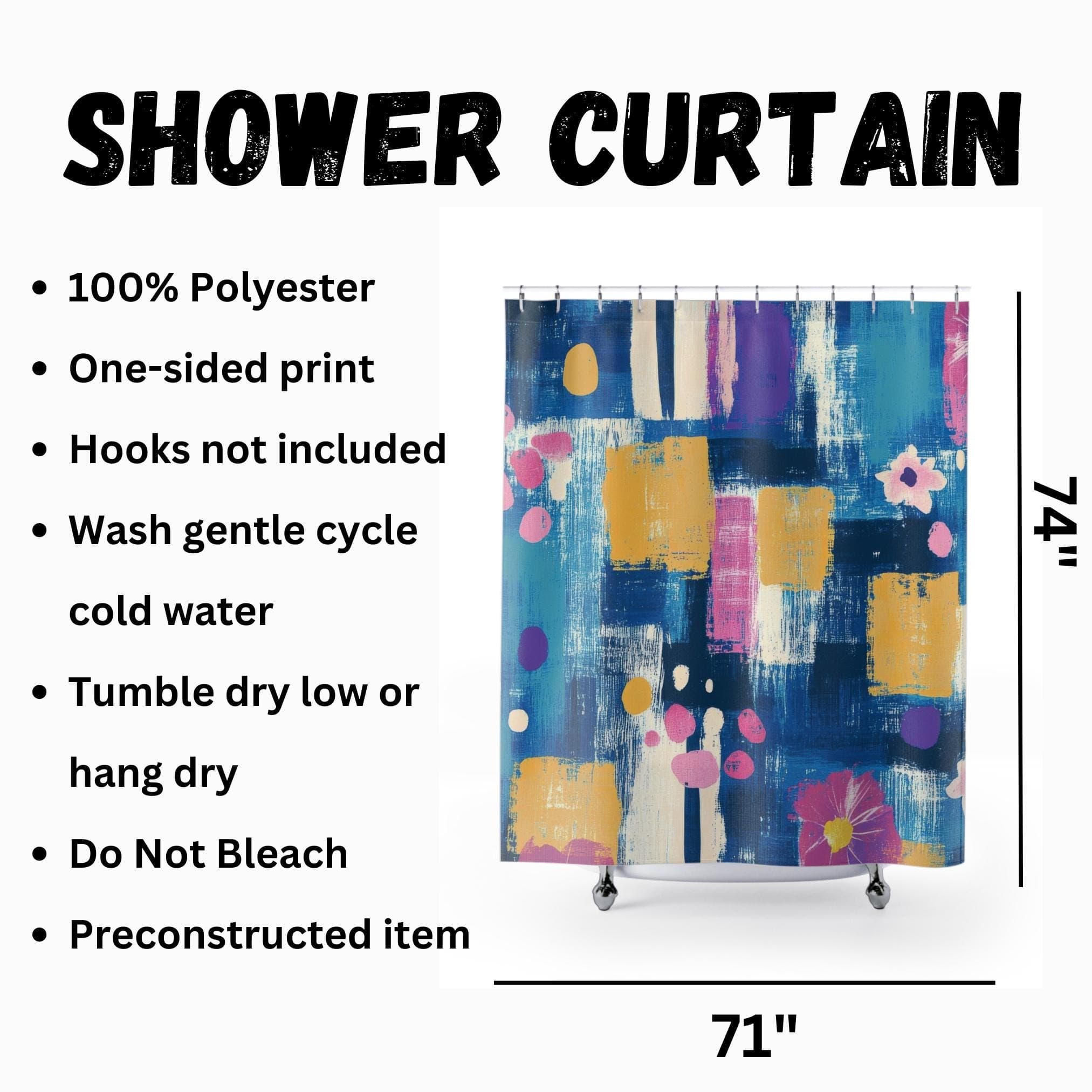 Abstract Floral Shower Curtain: Modern Colorful Bathroom Decor - image 3