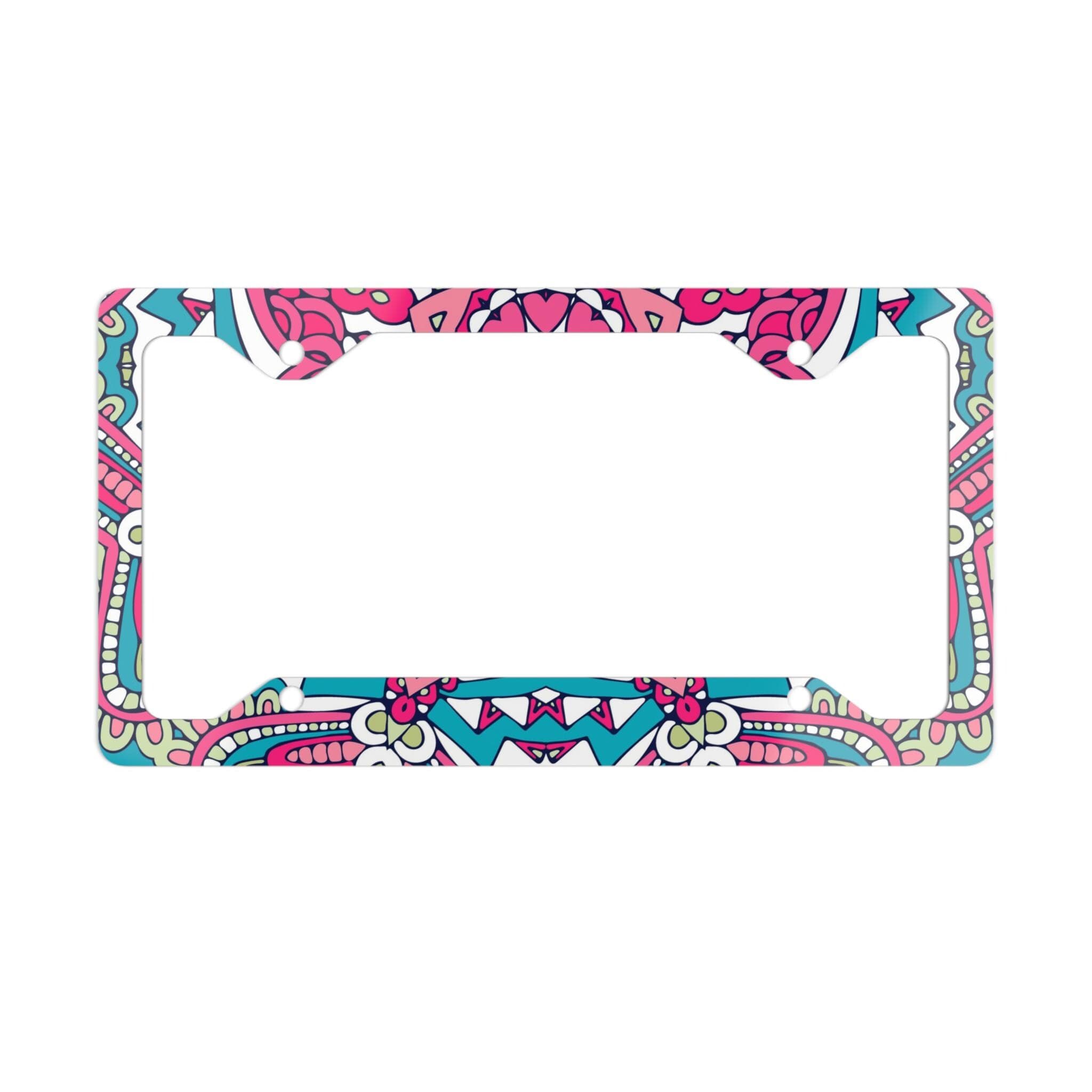 Pink Teal Mandala Metal License Plate Frame | Floral Boho Car Accent - image 5
