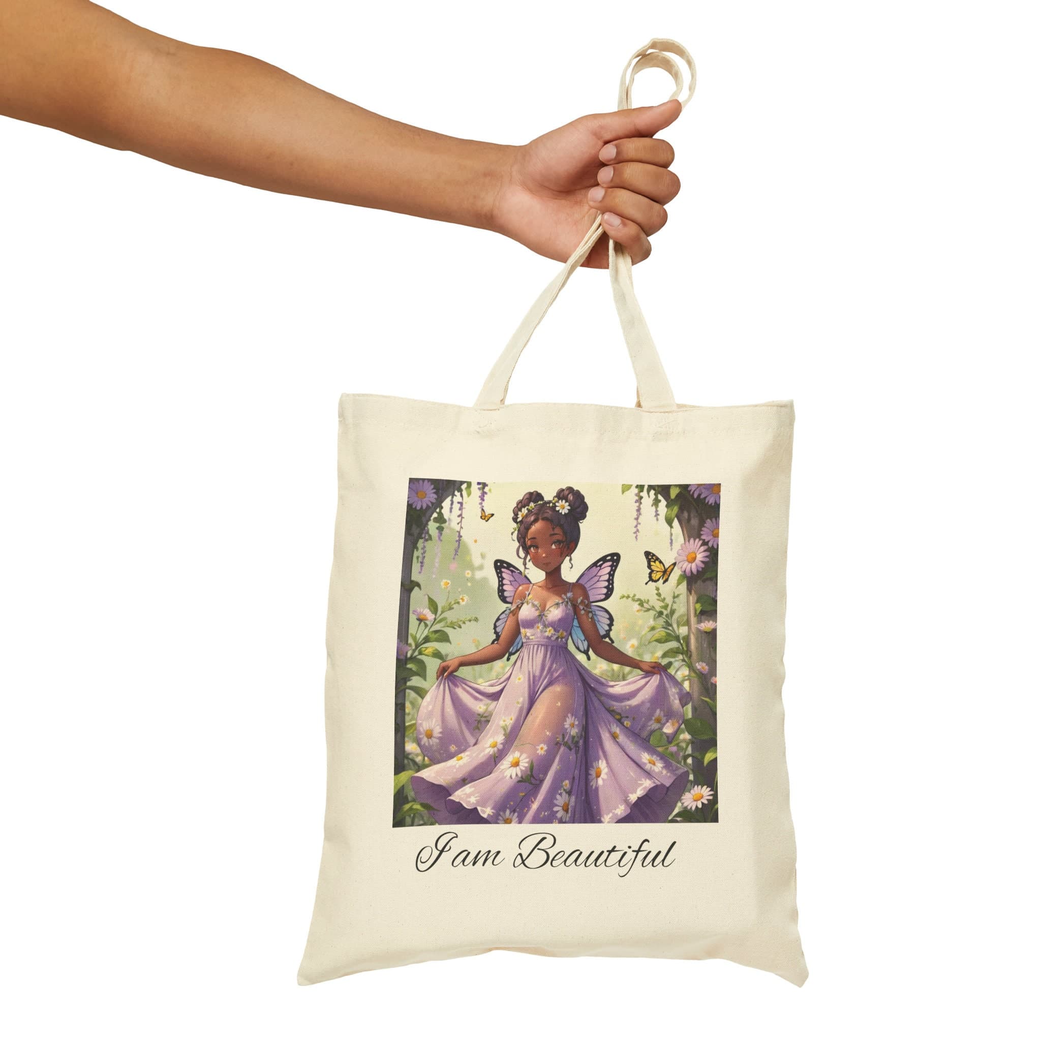 Fairy Princess Cotton Tote Bag: Purple Butterfly Design - image 2