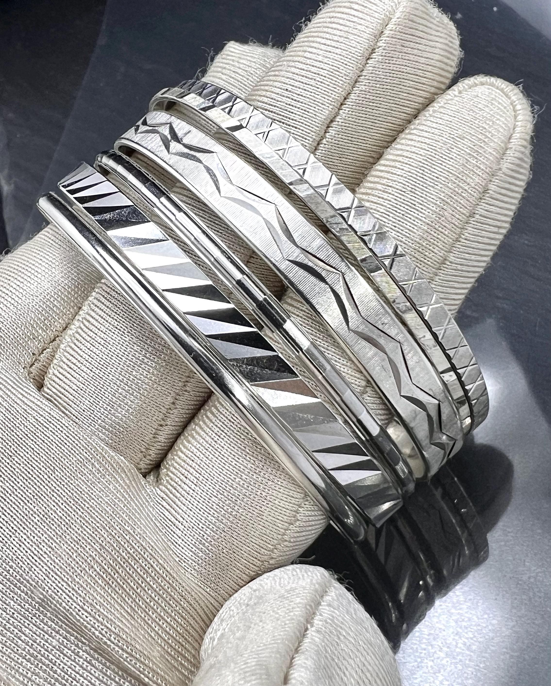 6 Bangles circular vintage '60 Jewellery, 835 silver, solid