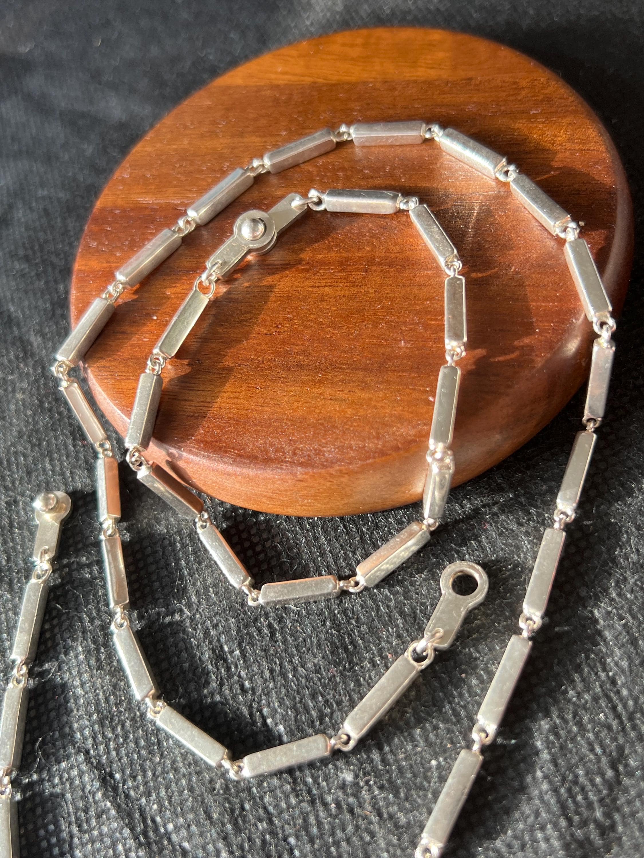 Vintage ESPRIT Necklace & Bracelet Set, 925 Sterling Silver, Geometric Link Design, ca. 1990s