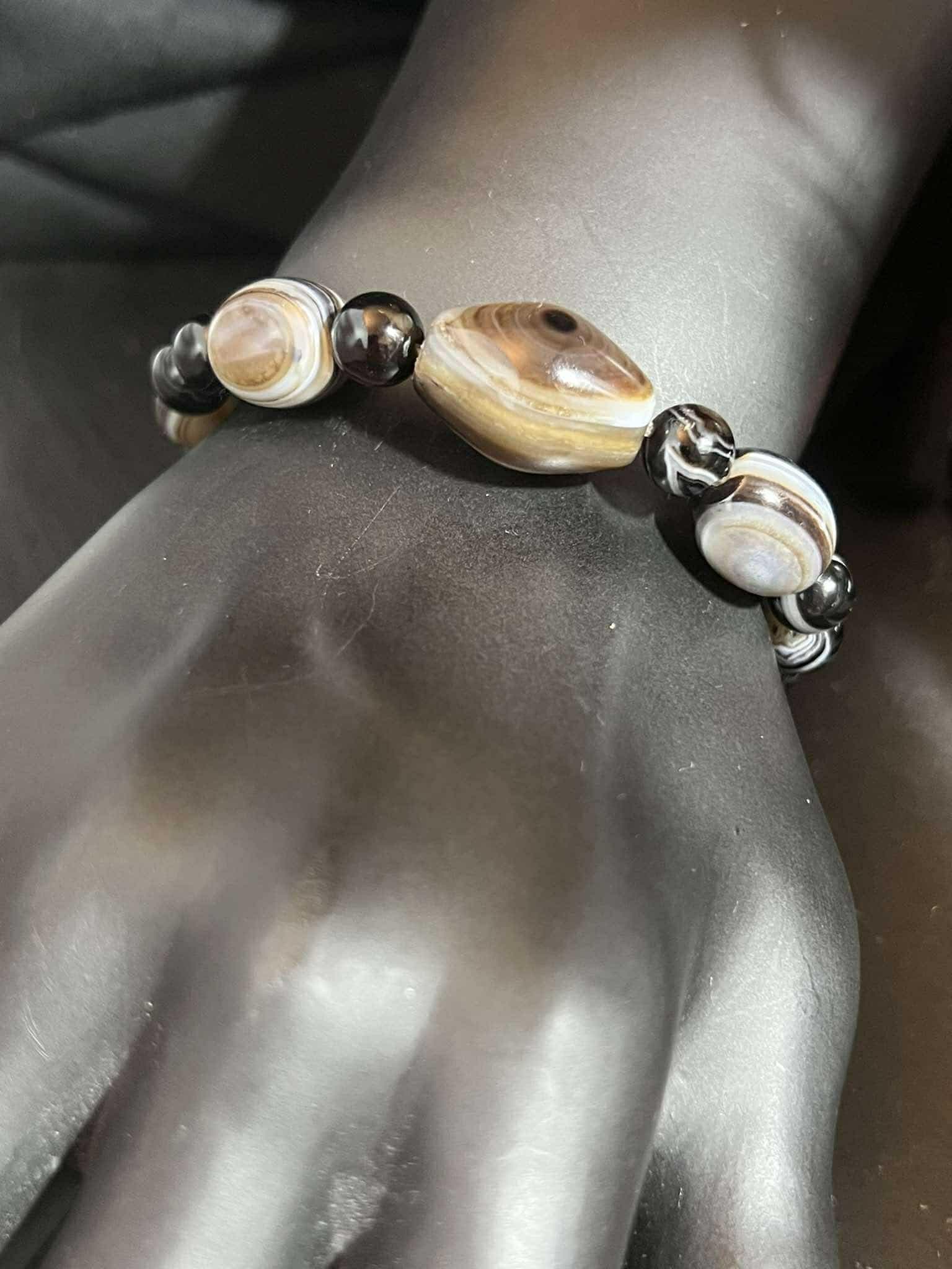 Black Sulemany Agate Bracelet: Natural Gemstone AKIK, Root Chakra Energy - image 4