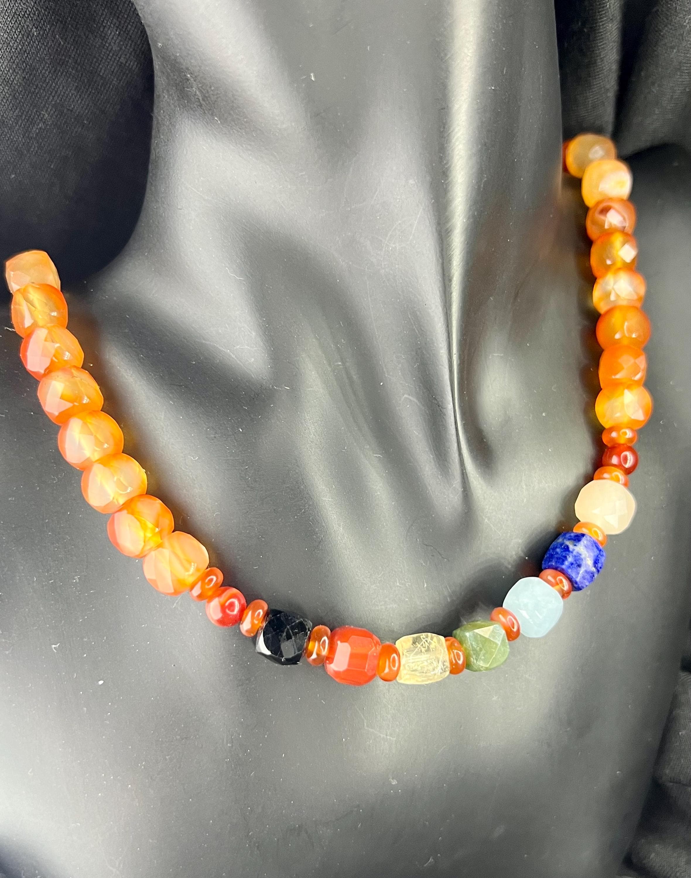 7 chakras gemstones luck schmuck silber root sacral solar plexus heart throat third eye crown energy healing reiki heilung, 7 chakras necklace