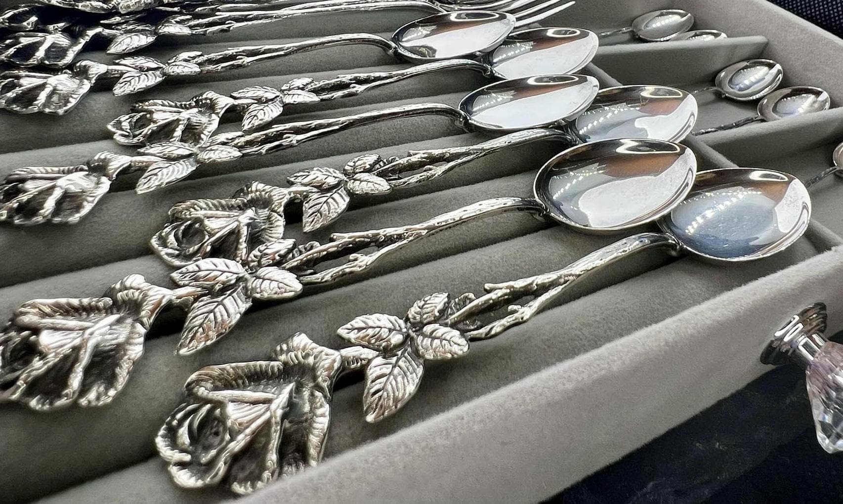Vintage 800 Silver Mocha, One Spoon, Hildesheimer Rose Pattern, Widmann - image 4