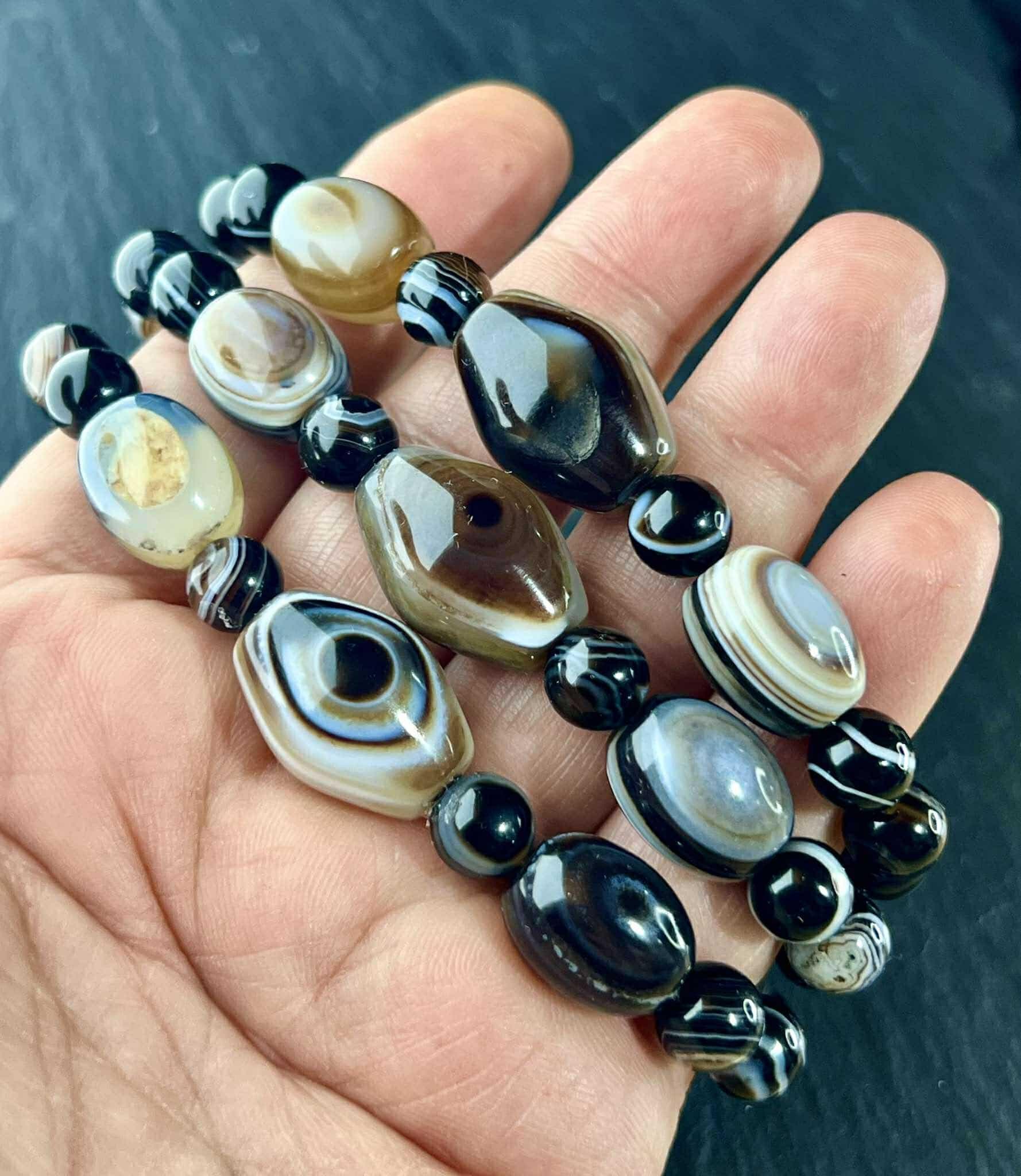 Black Sulemany Agate Bracelet: Natural Gemstone AKIK, Root Chakra Energy - image 3