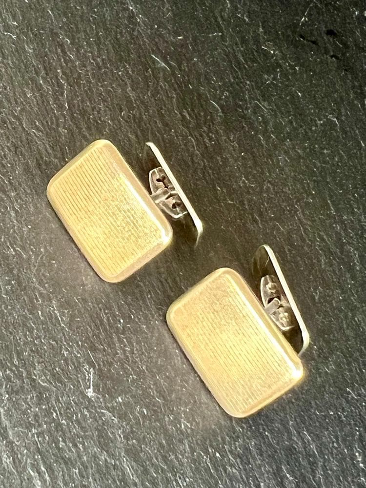 Vintage Art Deco Rinch Cufflinks, 835 Silver 585 Gold Filled, Men's Jewellery