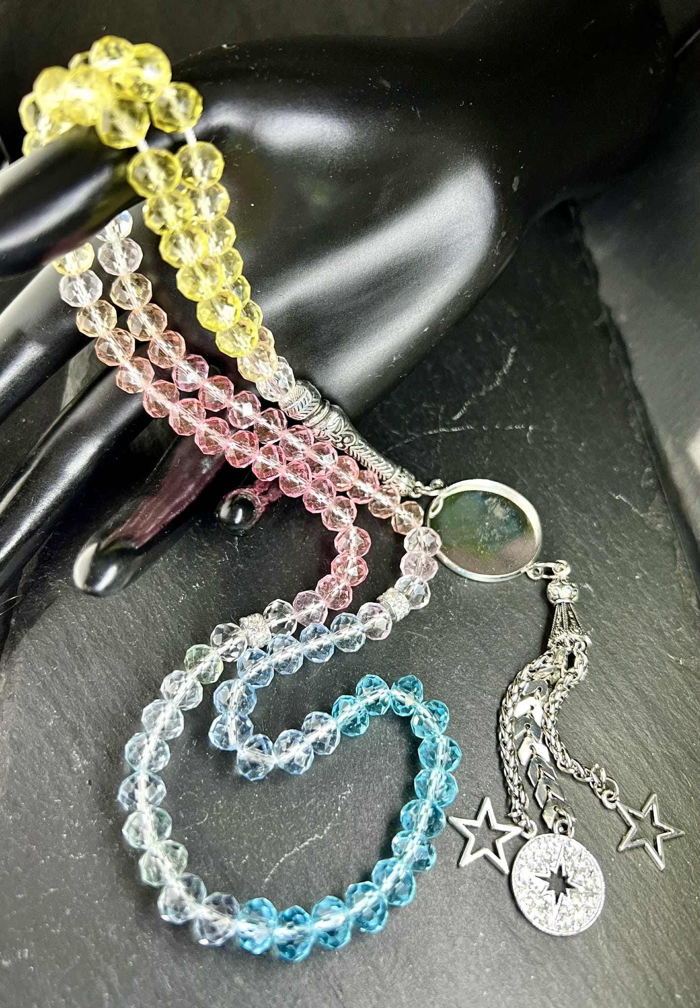 Personalized Tasbih with Photo Locket Crystal Beads Prayer Beads Gift in Ramadan & Eid