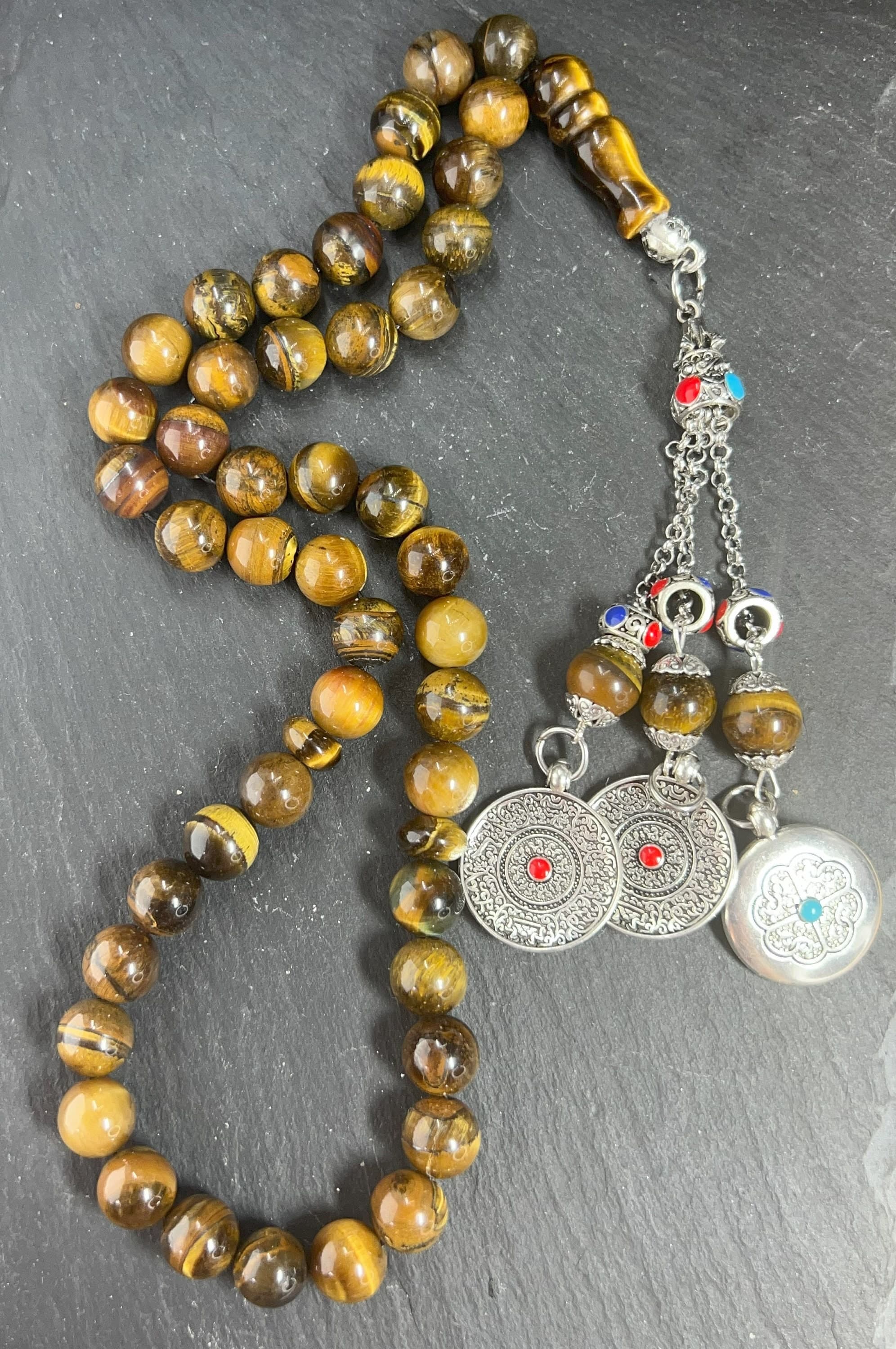 Tiger Eye Tasbih: Natural Gemstone Islamic Prayer Beads