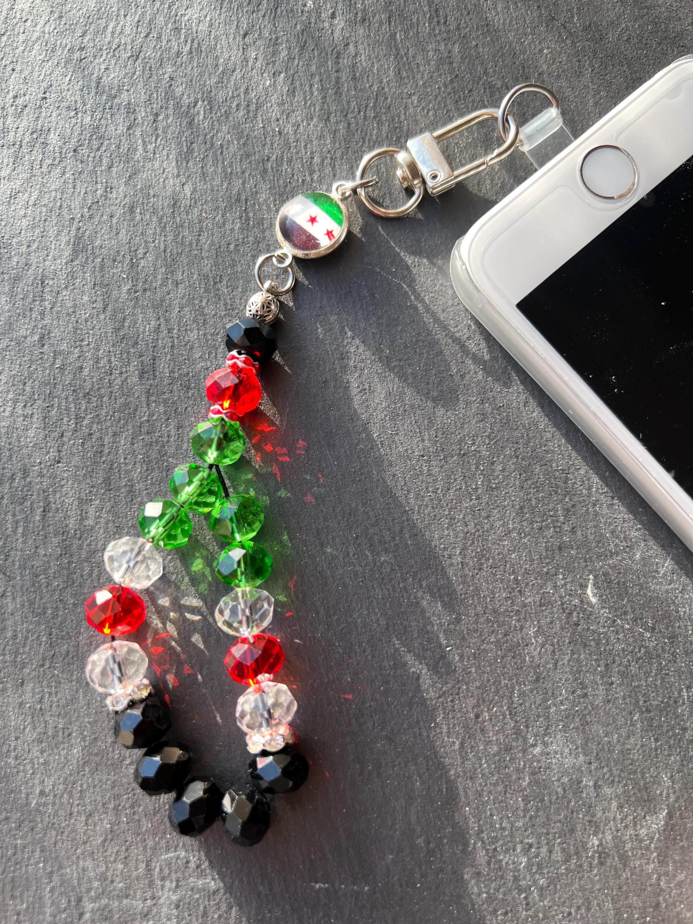 Flag Crystal Smartphone Tasbih, Mobile Accessories, Islamic Prayer Beads Rosary, Syria flag