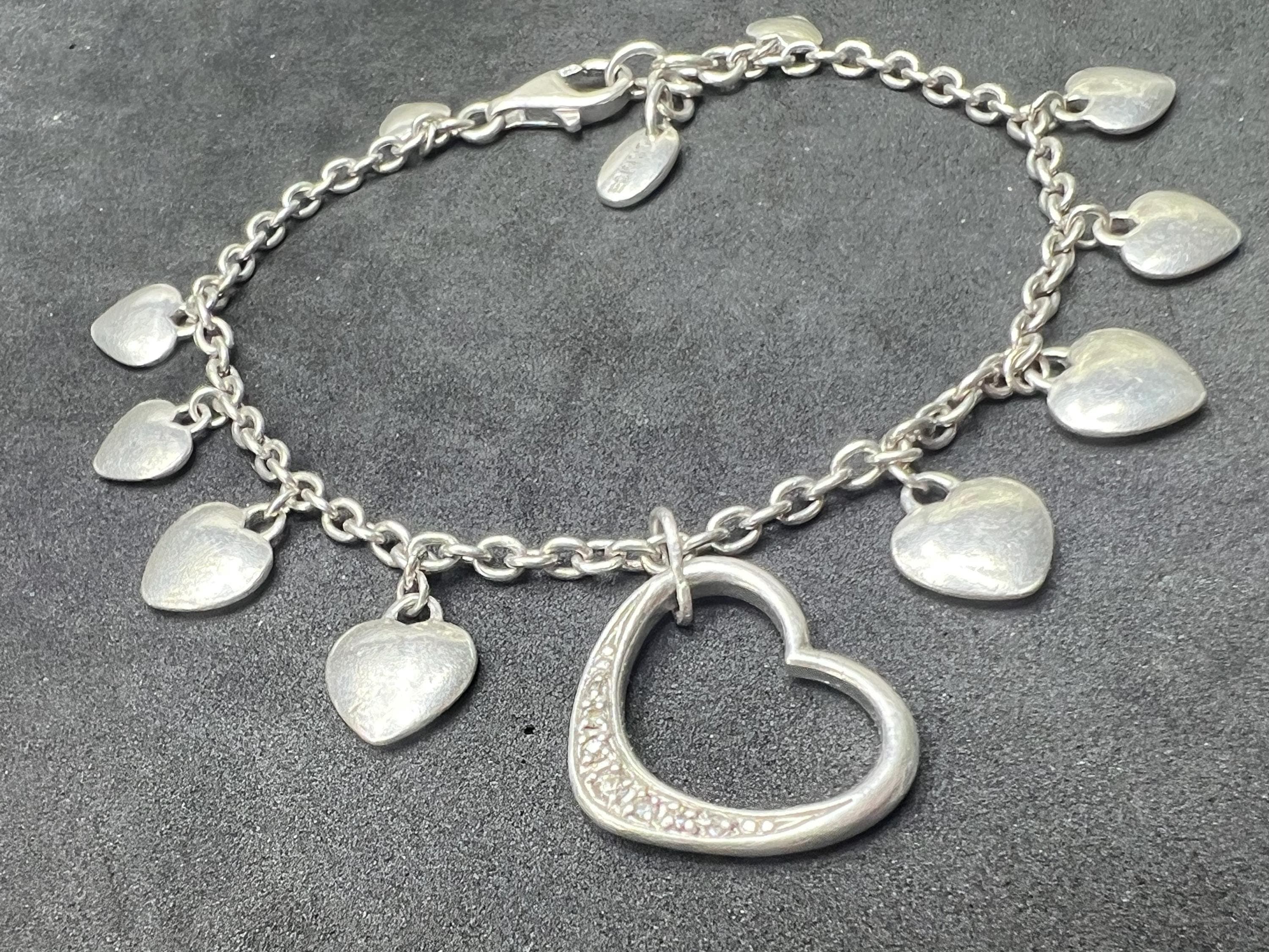 Vintage ESPRIT Hearts Bracelet, 925 Sterling Silver, Romantic Jewellery, Valentine’s & Christmas Love Gift