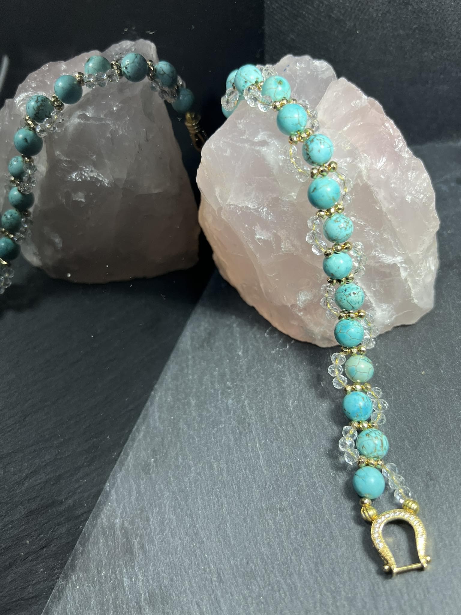 Blue Howlet Bracelet: Gold-Plated Clasp, Throat Chakra Healing energy - image 5