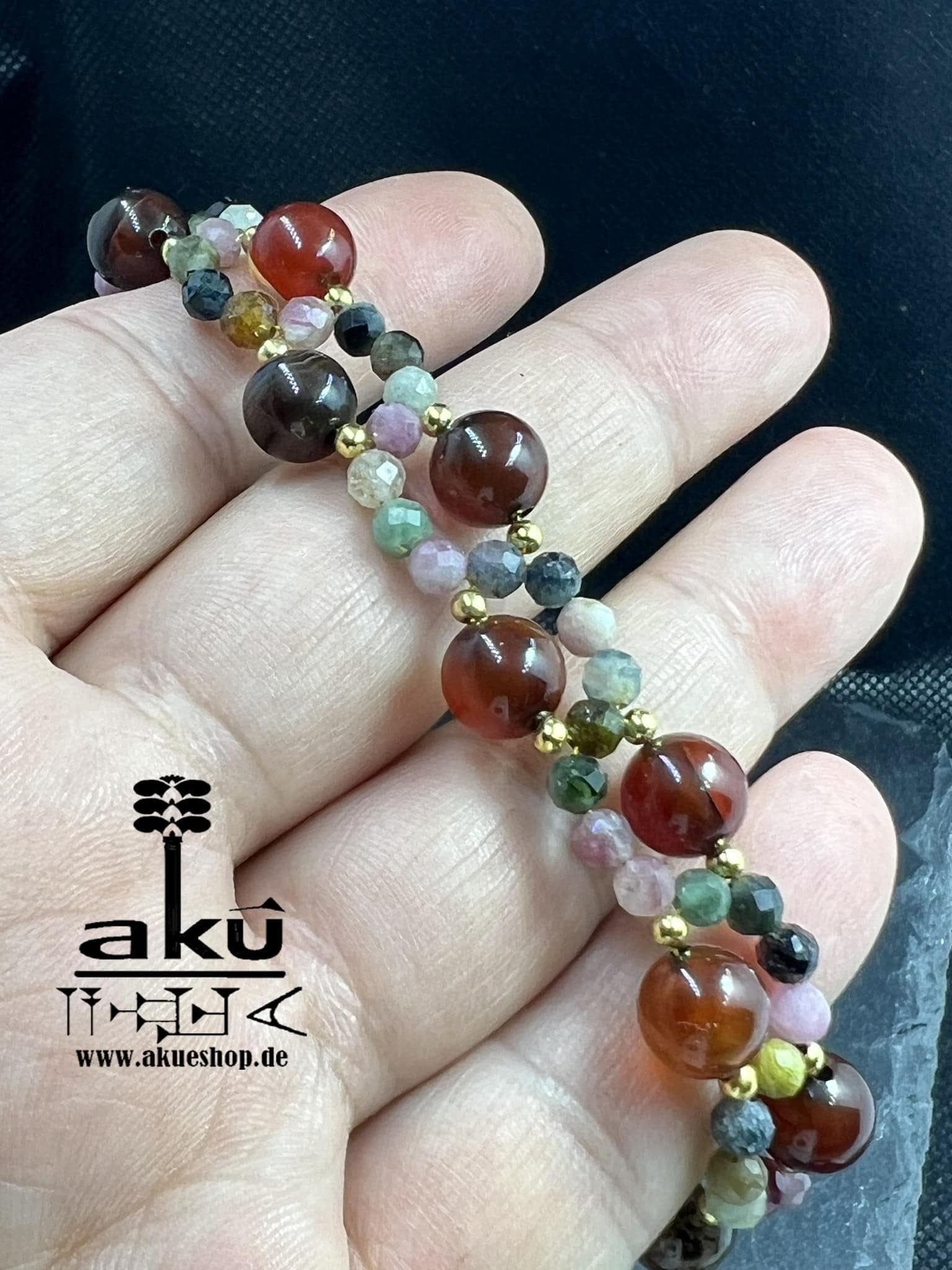 Handmade Agate Bracelet: Red & Green Gemstone Wrap, Chakra Healing
