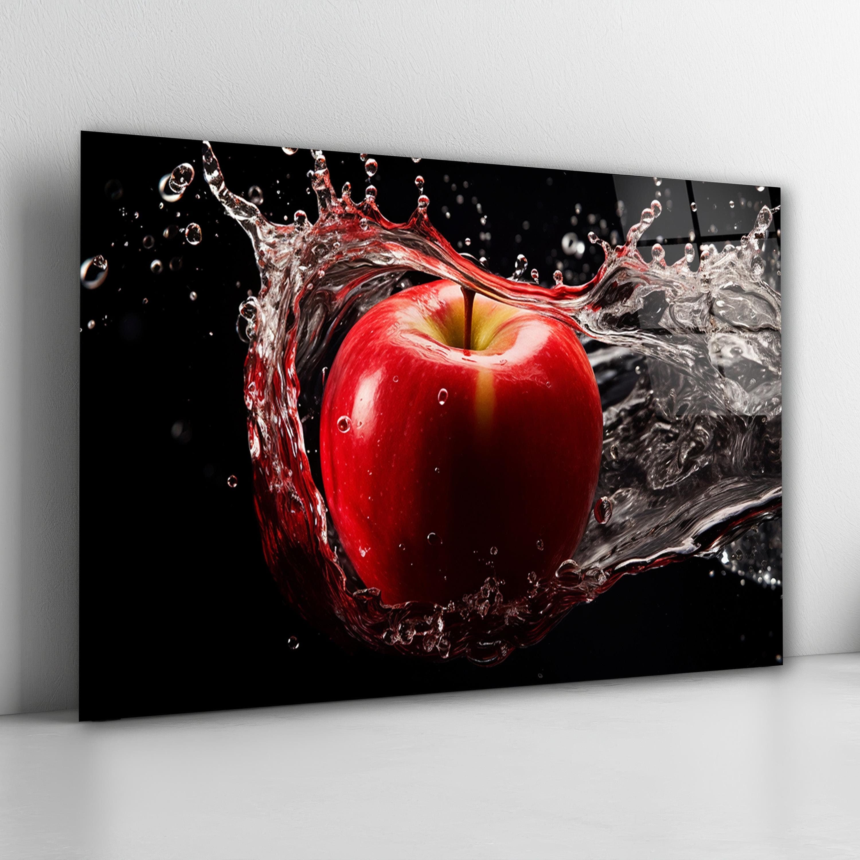 Red Apple Glass Wall Art, Fruit Tempered Glass Backsplash, Kitchen Decor, Backsplash Panel, Anniversary Gifts, New Home Gifts, Home Decor