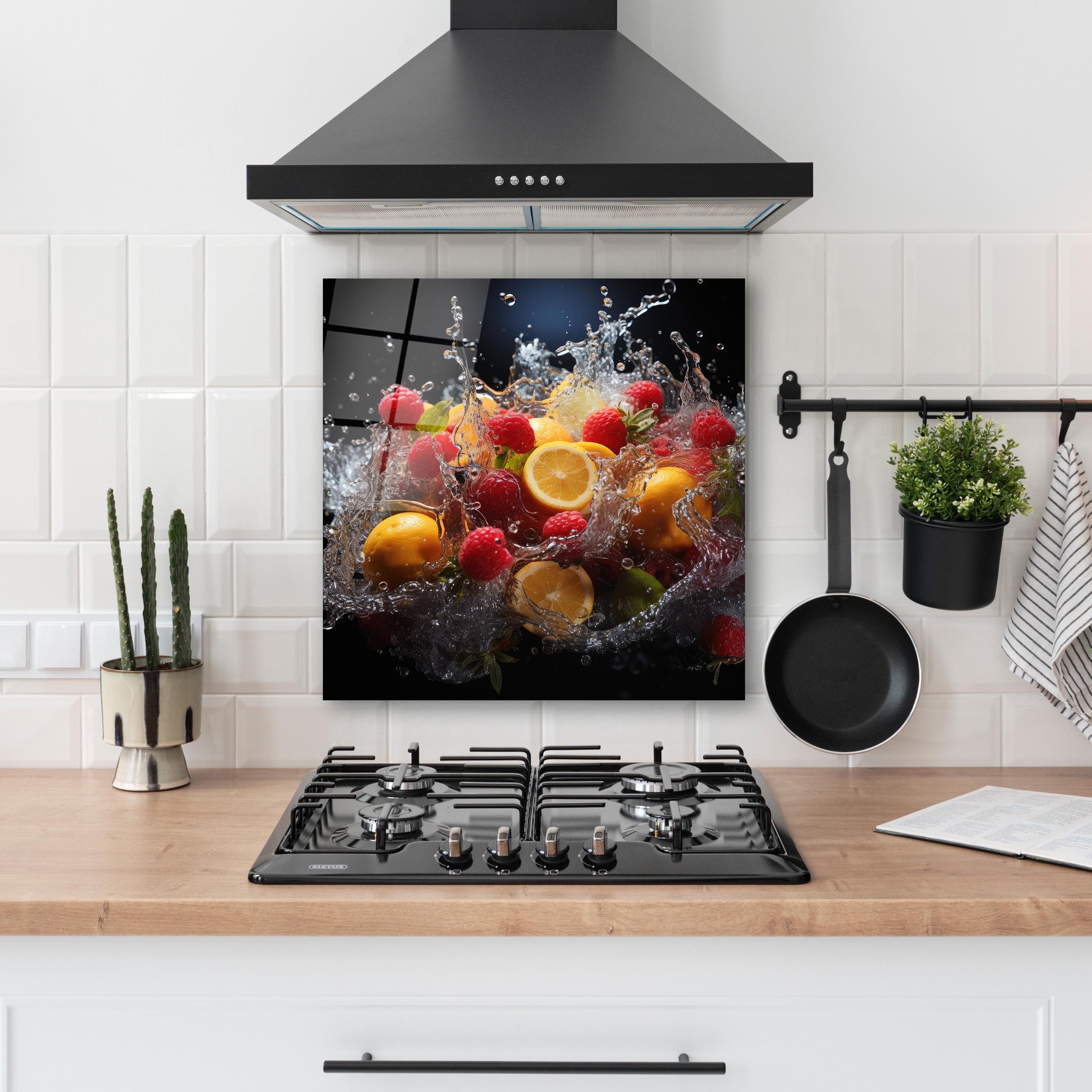 Fruits Splash Glass Wall Art, Tempered Glass Kitchen Backsplash, Dining Room Wall Decor, Housewarming Gifts, Christmas Gifts, Wall Hangings