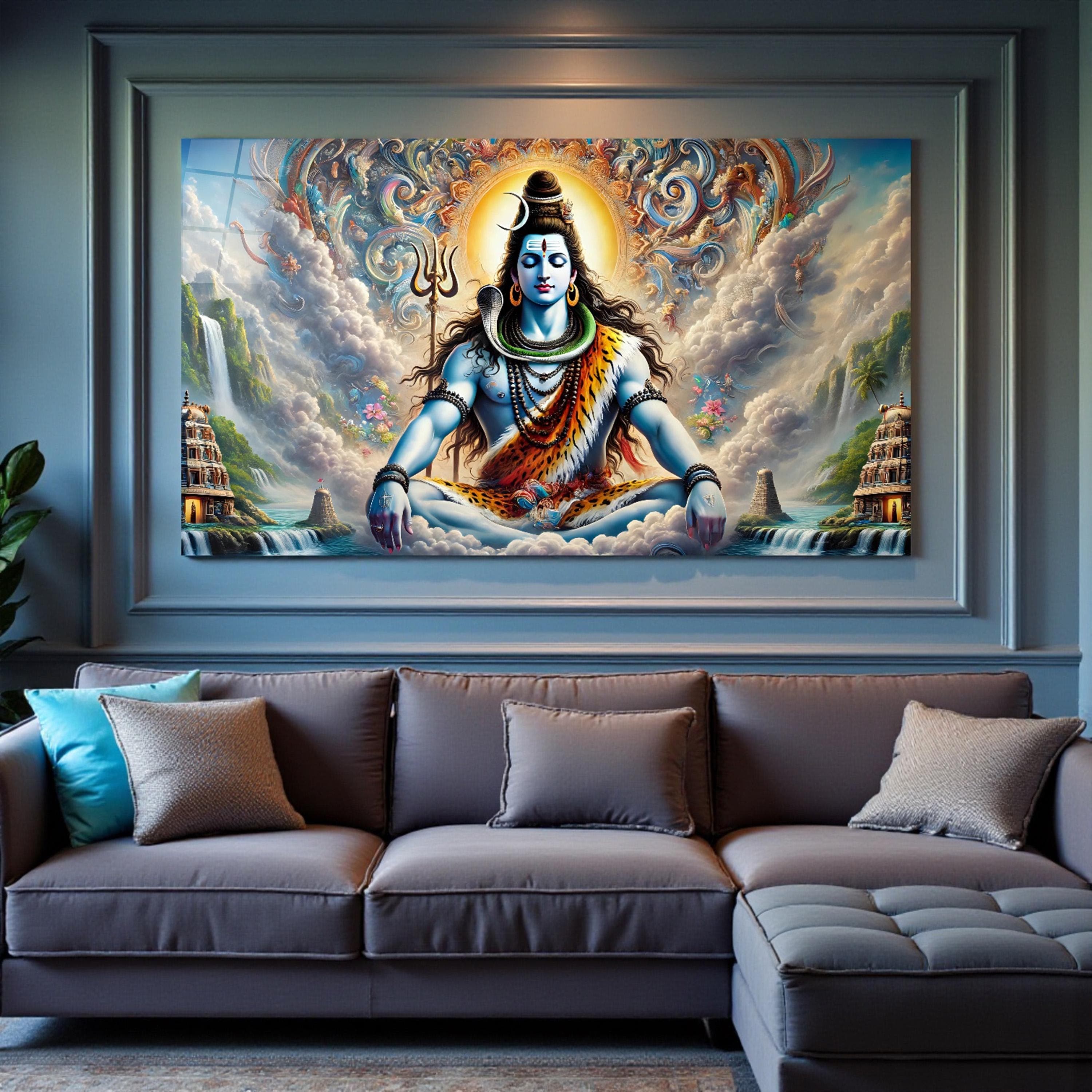 Lord Shiva Glass Wall Art, Shiva Tempered Glass Decor, Hindu God Wall Art, Hindu Gifts, Valentine's Gifts, New Home Gifts, Wall Hangings