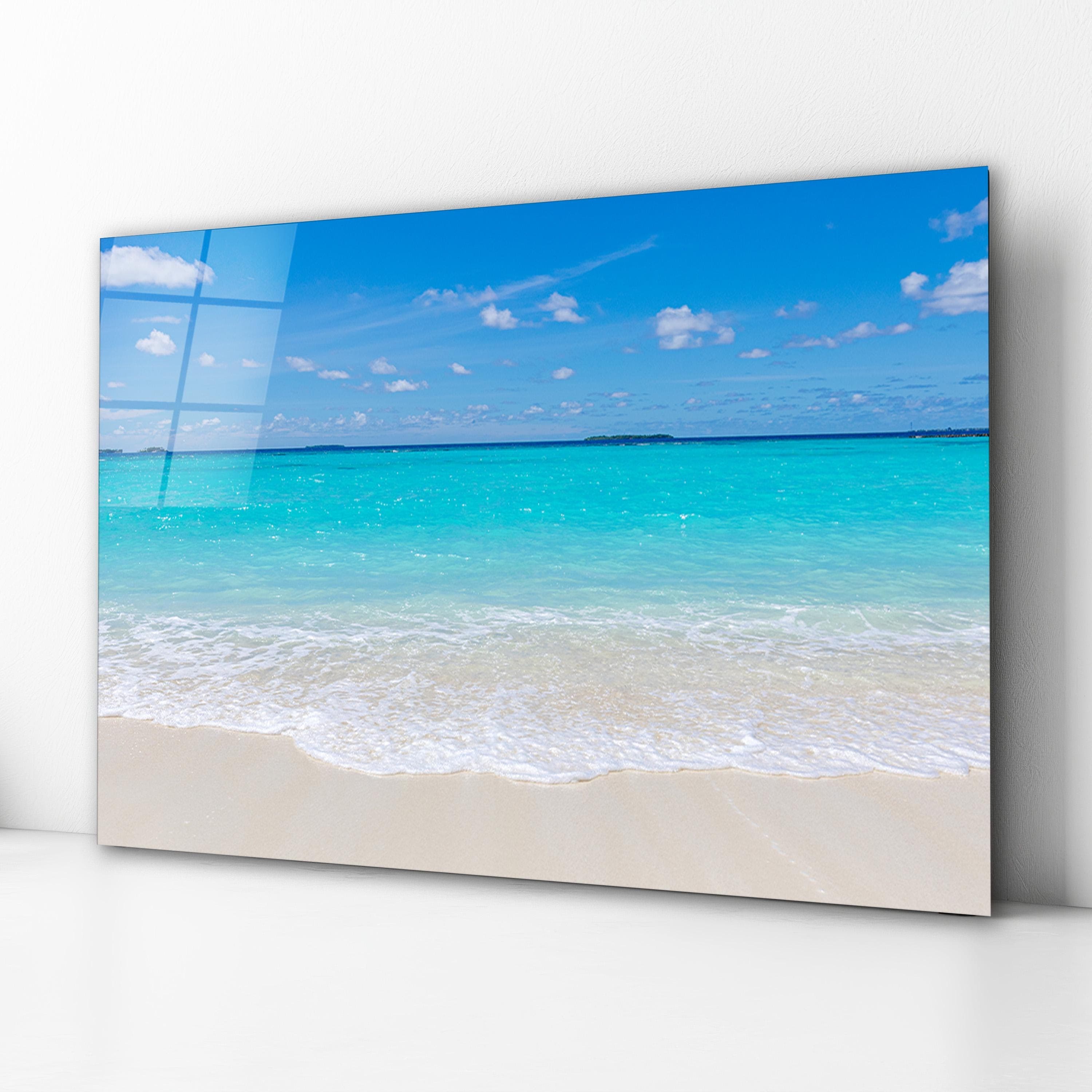 Ocean Glass Wall Art, Coastal Tempered Glass Wall Decor, Living Room Design, Wall Hangings, Mother's Day Gift, Above Bed Art, Glass Printing