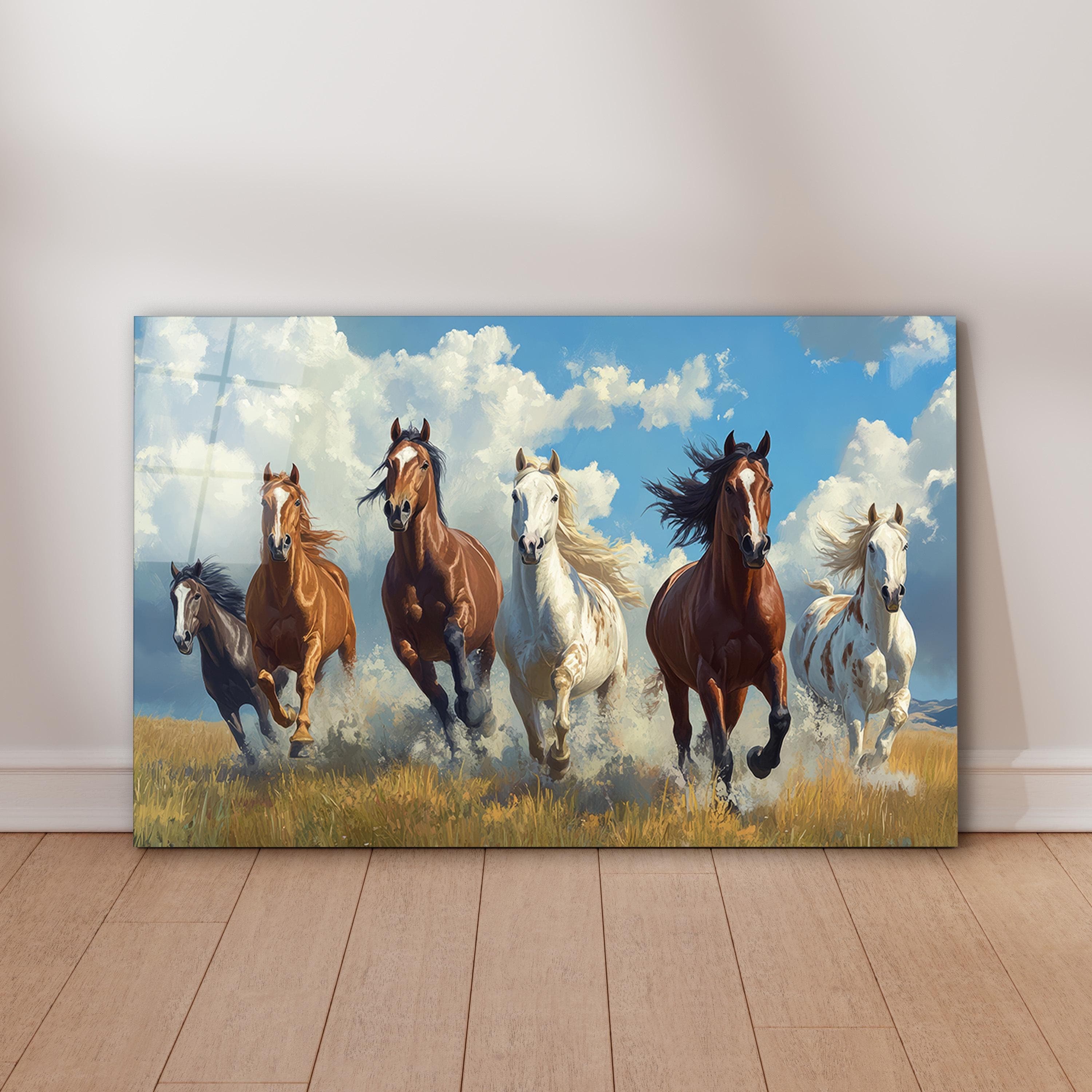 Running Horses Glass Wall Art, Horse Painting Tempered Glass Decor, Living Room Art, Office Wall Decor, Mother's Day Gifts, Wall Hangings, Stunning Horse-Themed Glass Art, Vibrant Running Horses Artwork on Tempered Glass, Elegant Horse Painting for Living Room or Office, Perfect Gift for Horse Lovers and Motherās Day, Beautiful Glass Wall Decor with Motion and Energy, Modern and Bold Artwork for Contemporary Interiors, Timeless Horse Decor to Bring Nature into Your Home, Unique Wall Hanging