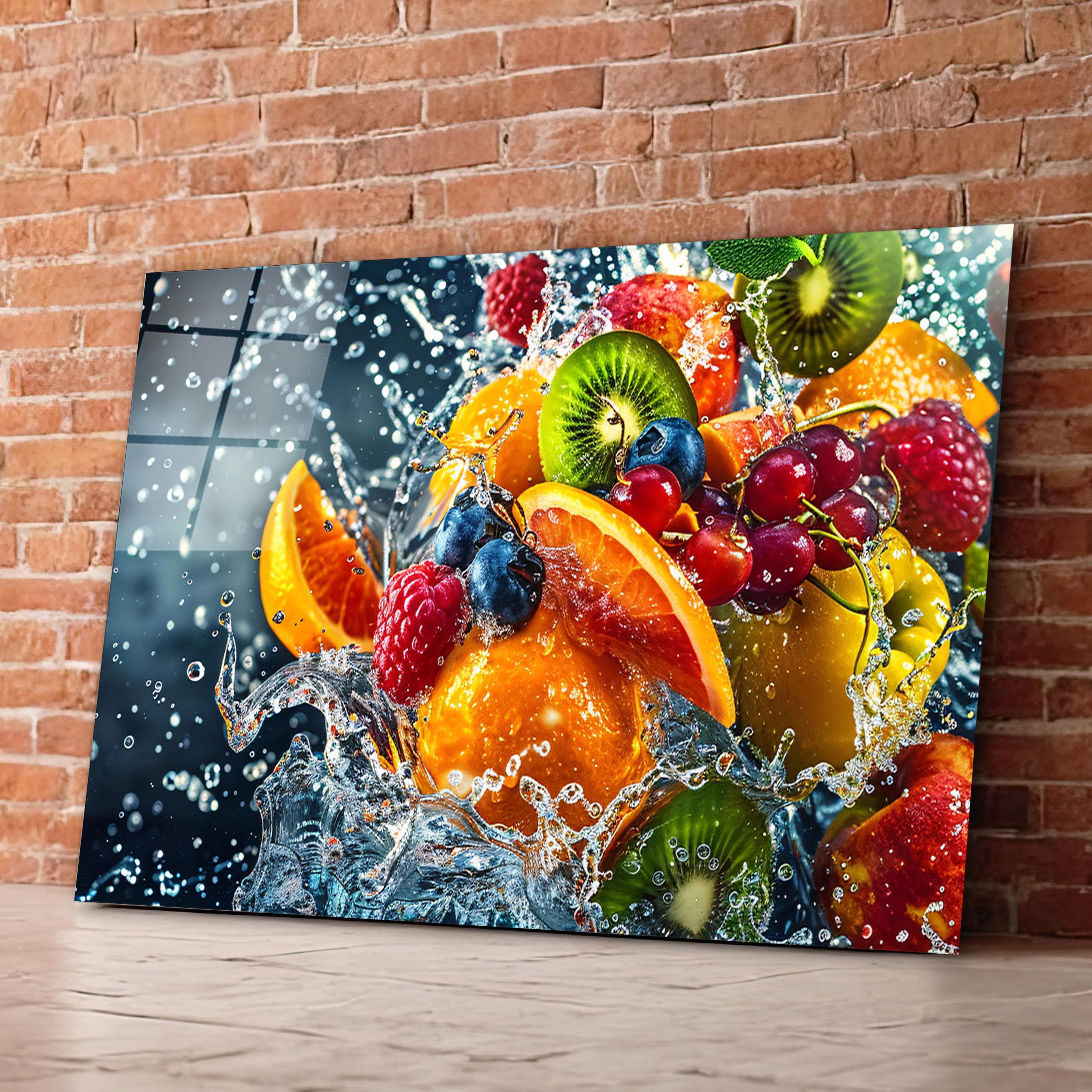 Fruits Splash Glass Wall Art, Tempered Glass Backsplash Panel, Kitchen Wall Art, Dining Room Decor, Mother's Day Gifts, Extra Large Wall Art - image 2