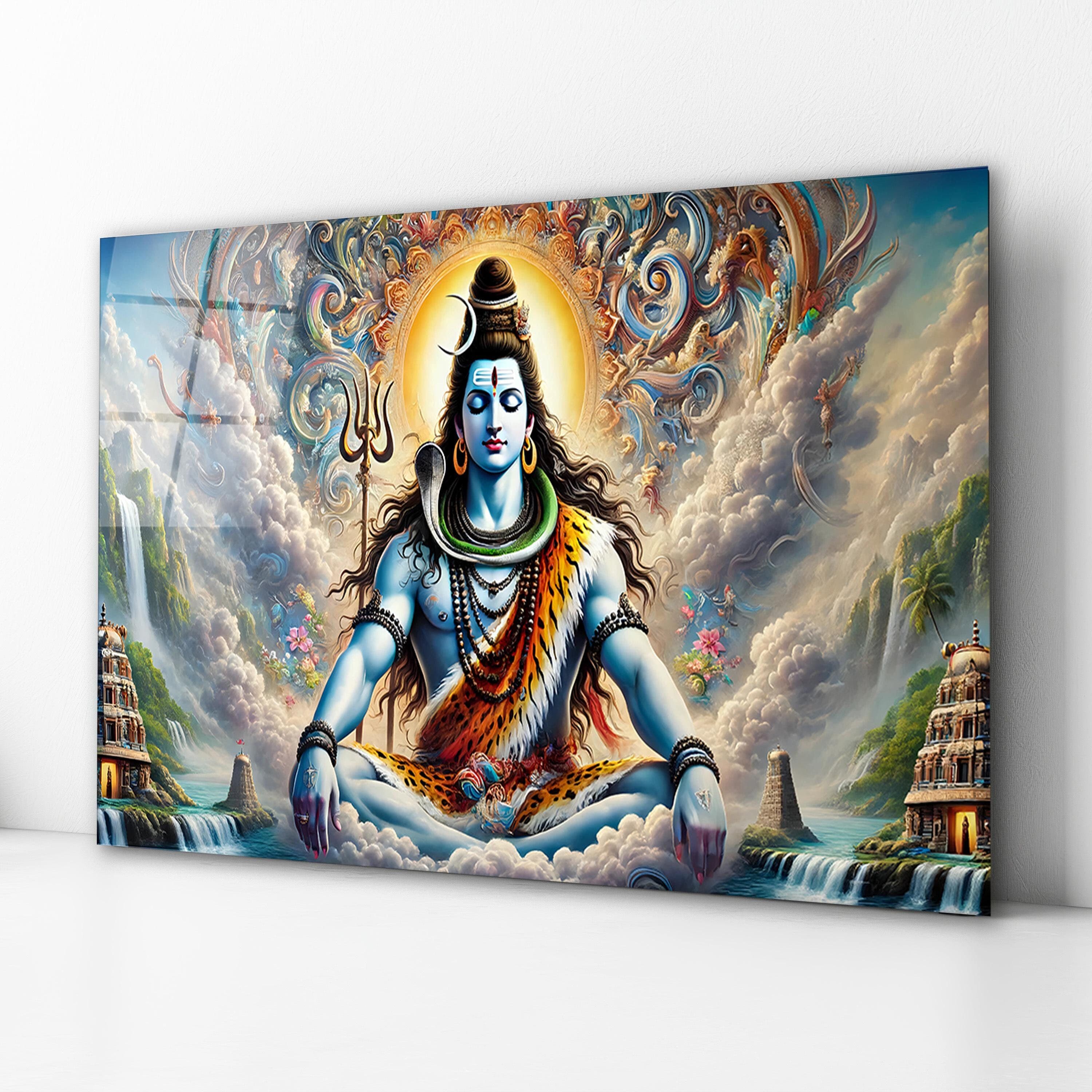 Lord Shiva Glass Wall Art, Shiva Tempered Glass Decor, Hindu God Wall Art, Hindu Gifts, Christmas Gifts, New Home Gifts, Wall Hangings