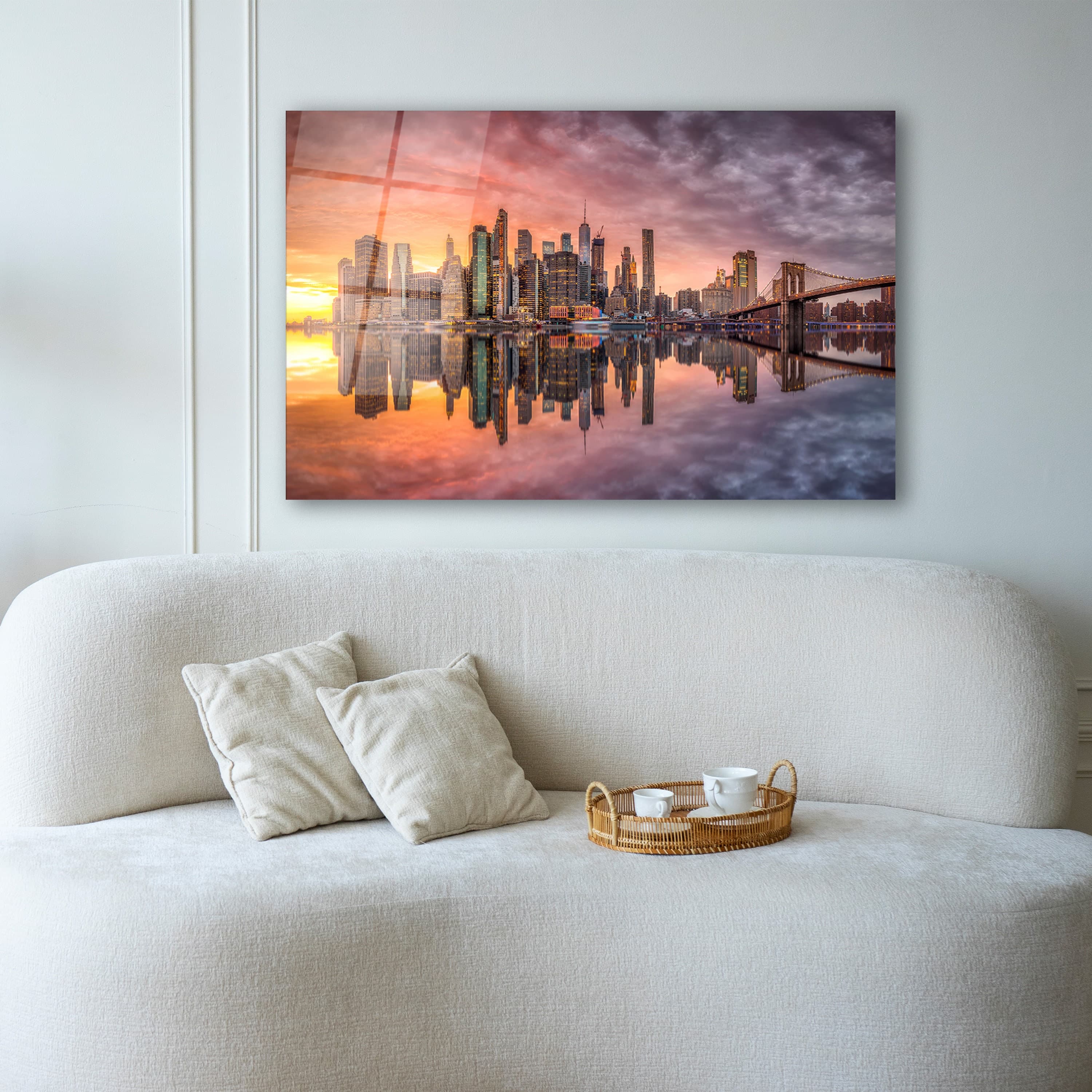 New York City Skyline Glass Wall Art, NYC Tempered Glass Wall Decor, Living Room Wall Art, Office Wall Art, Gifts For Him, Modern Wall Decor