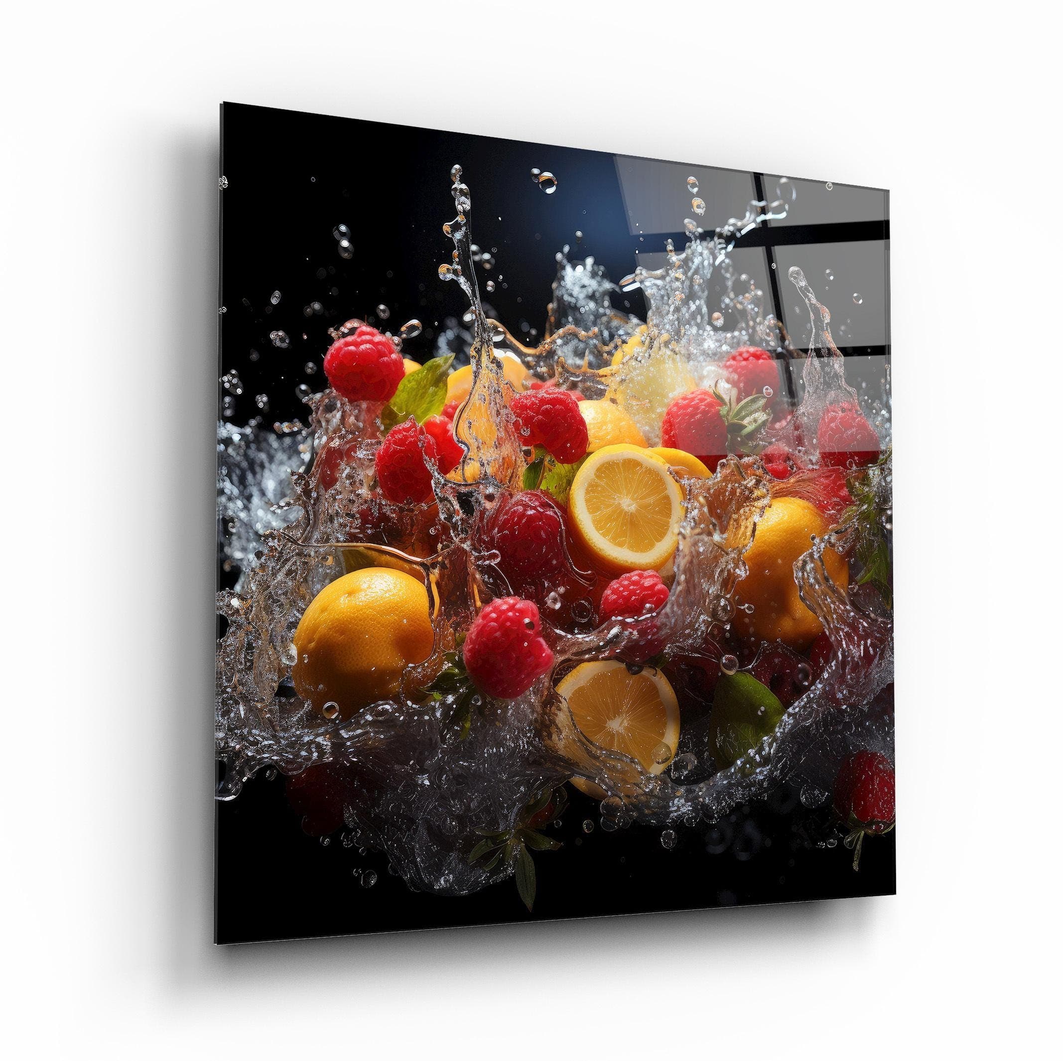Fruits Splash Glass Wall Art, Tempered Glass Kitchen Backsplash, Dining Room Wall Decor, New Home Gifts, Mother's Day Gifts, Wall Hangings