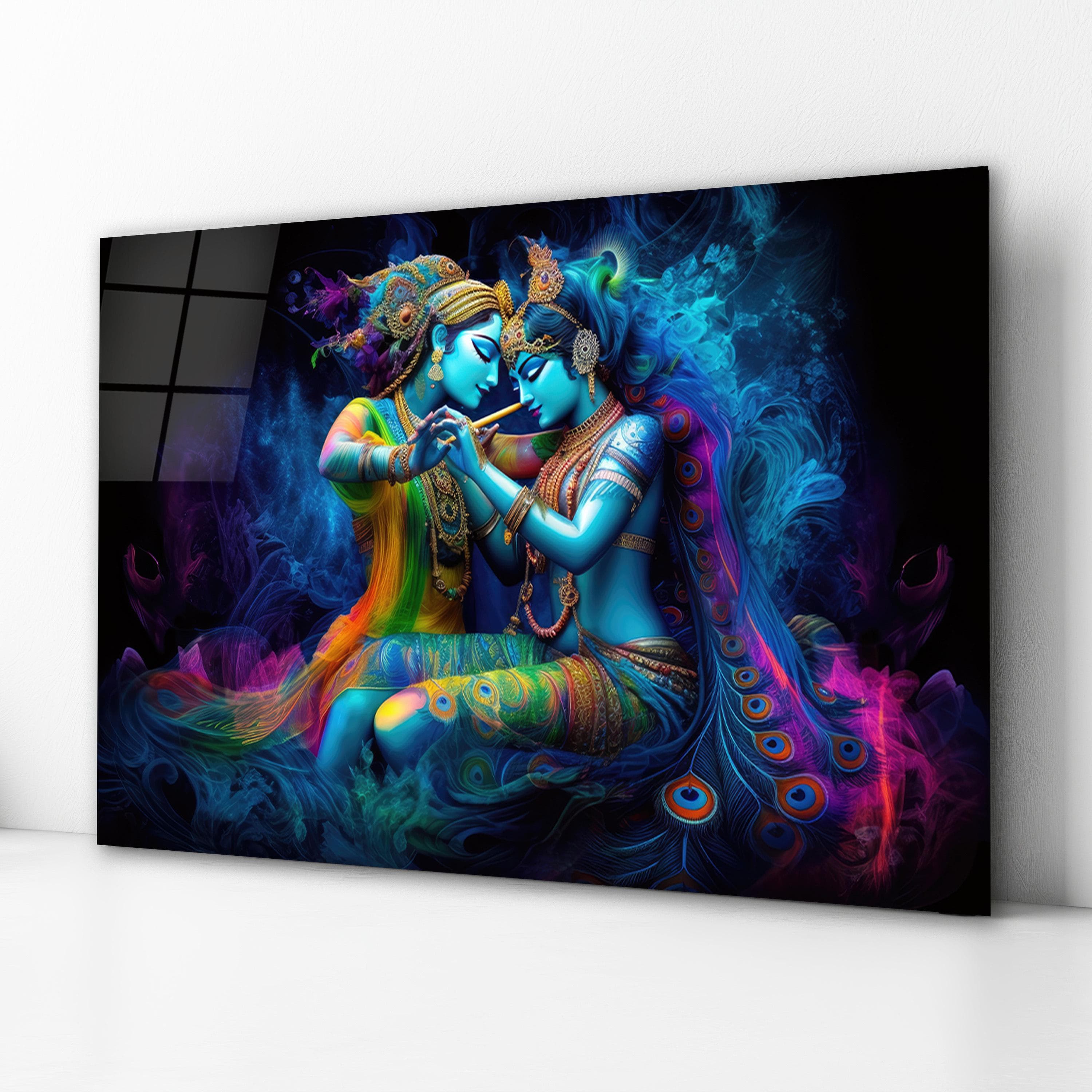 Hindu Deities Glass Wall Art, Colorful Hindu Tempered Glass Print, Wall Hanging, Mother's Day Gift, Above Bed Art, Wedding Gift, Home Decor