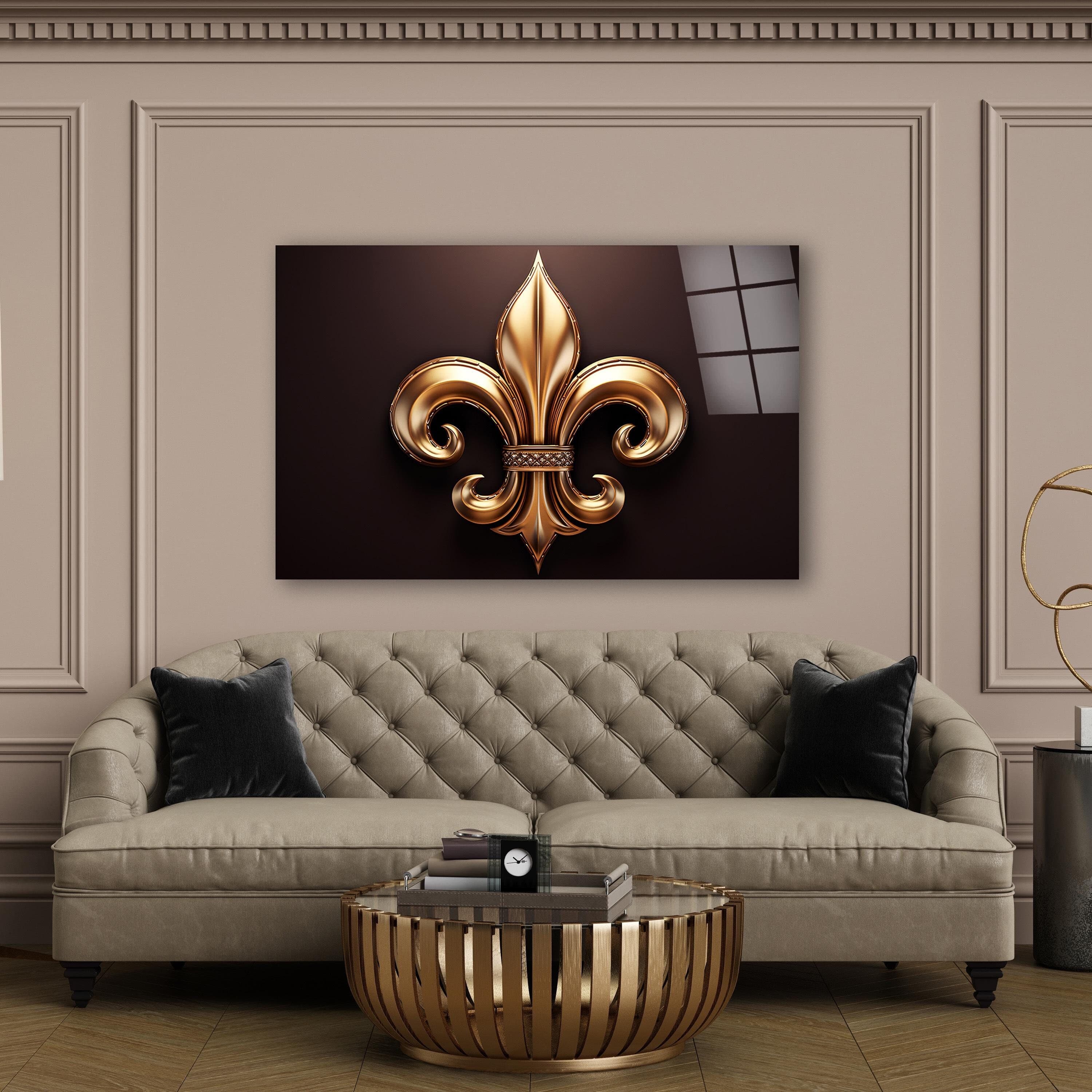 Golden Fleur De Lis Glass Wall Art, New Orleans Saints Tempered Glass Decor, Nola Wall Art, Housewarming Gifts, Wall Hangings, Glass Print