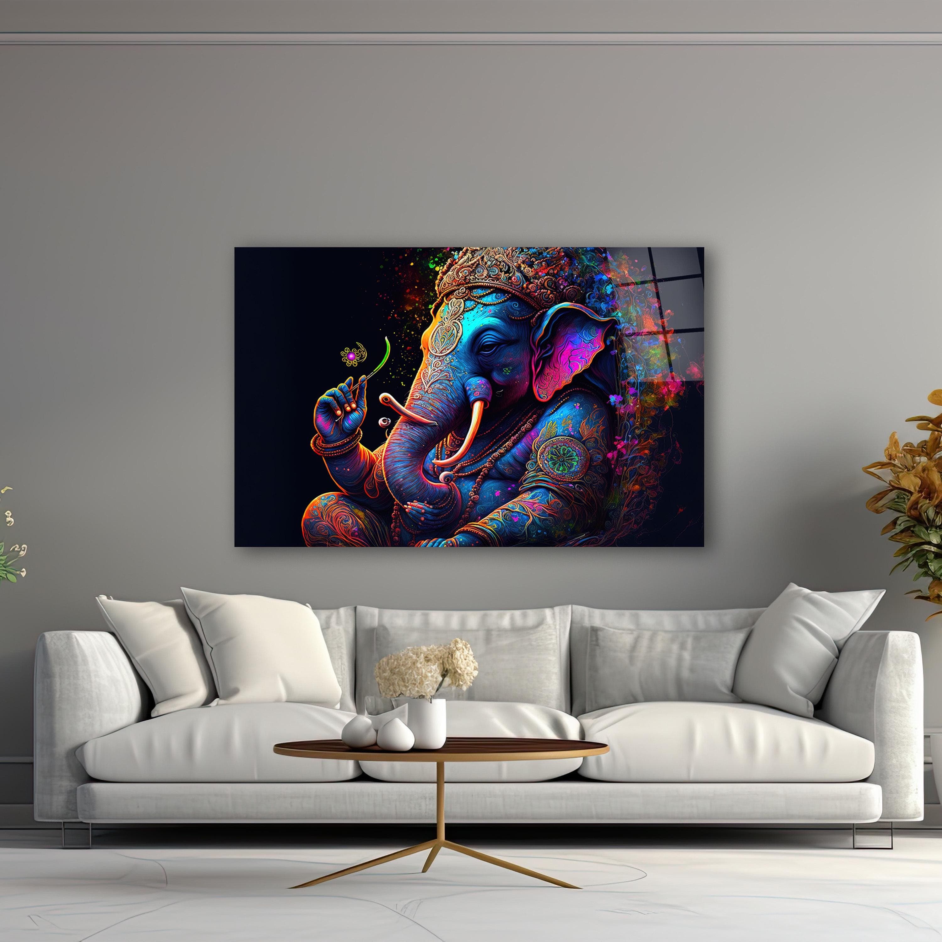 Tempered Glass Ganesh Wall Art, Ganesh Glass Wall Decor, Spiritual Wall Art, Interior Design, Bedroom Wall Art, Wall Hanging, Glass Printing