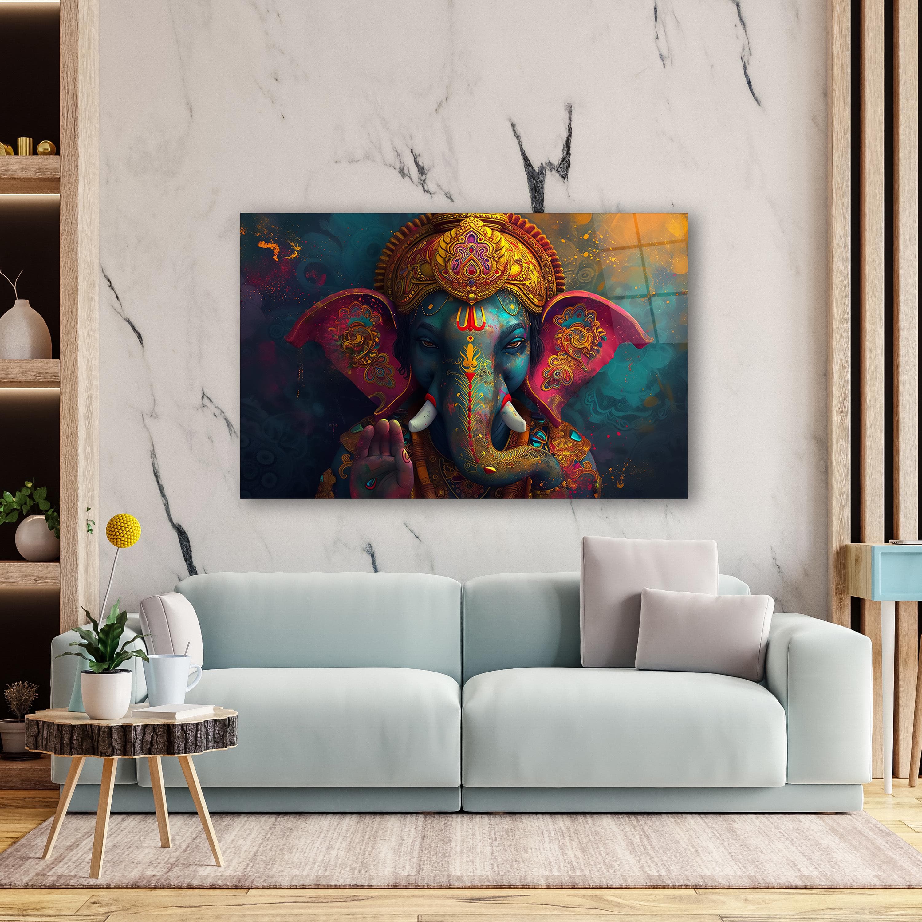 Majestic Ganesh Glass Wall Art, Lord Ganesha Tempered Glass Decor, Hindu Wall Art, Housewarming Gifts, Christmas Gifts, Wall Hangings