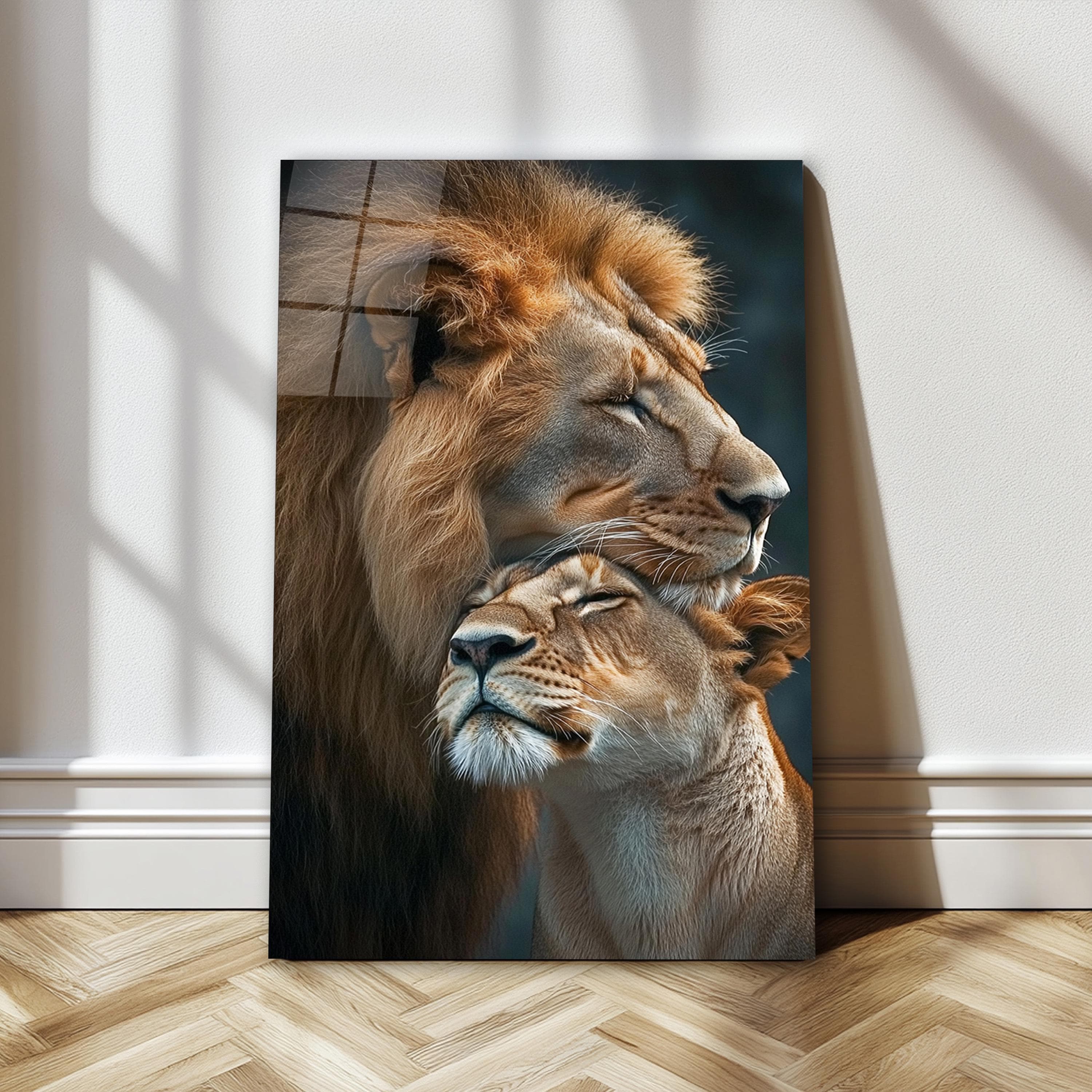 Lion & Lion Cub Glass Wall Art, Wild Animals Tempered Glass Decor, Man Cave Art, Living Room Art, New Home Gifts, Wall Hanging, Gift for Him