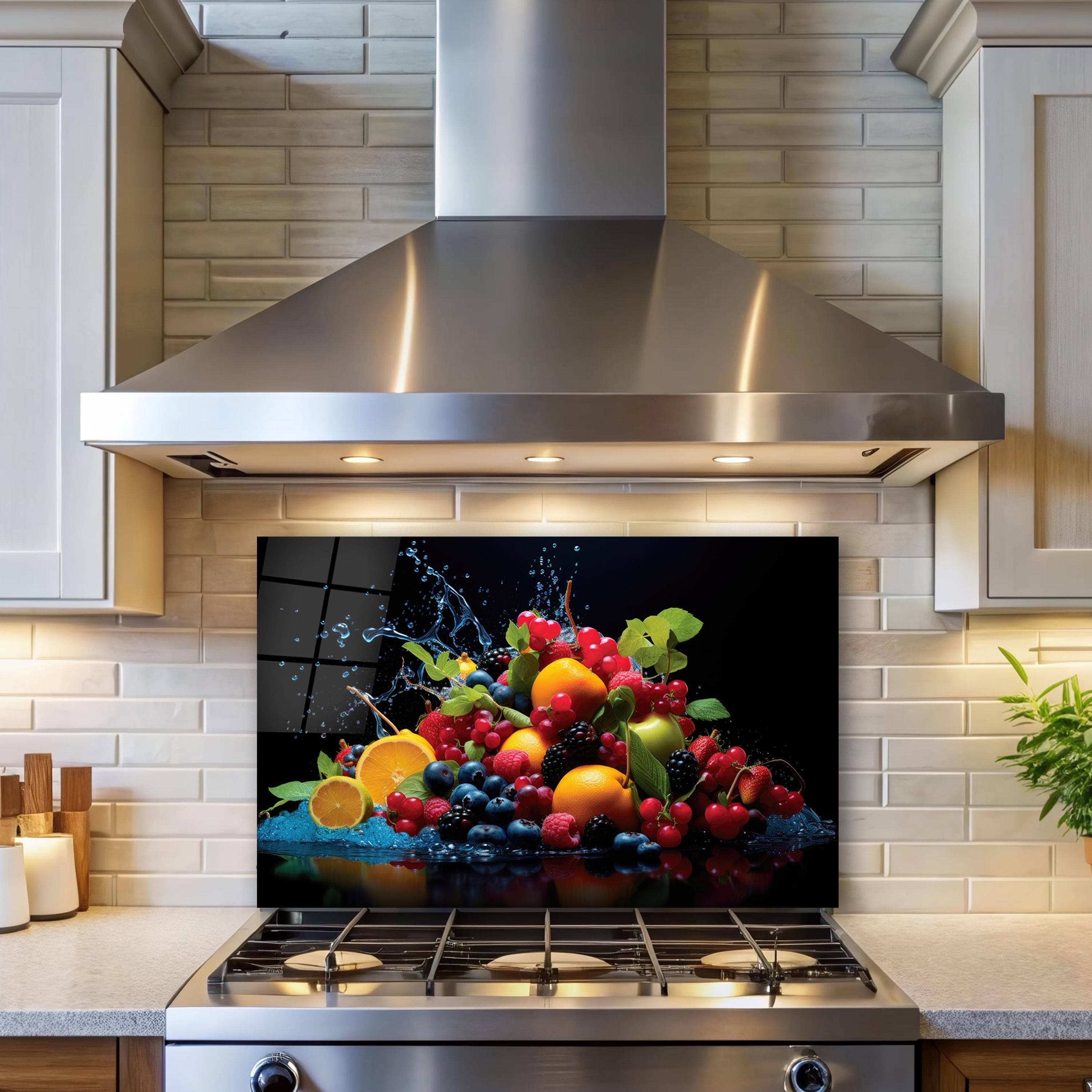Vibrant Fruits Tempered Glass Wall Art, Fruits Backsplash Kitchen Panel, Kitchen Wall Art, Valentine's Gifts, Dining Room Art, Wall Hanging - image 4