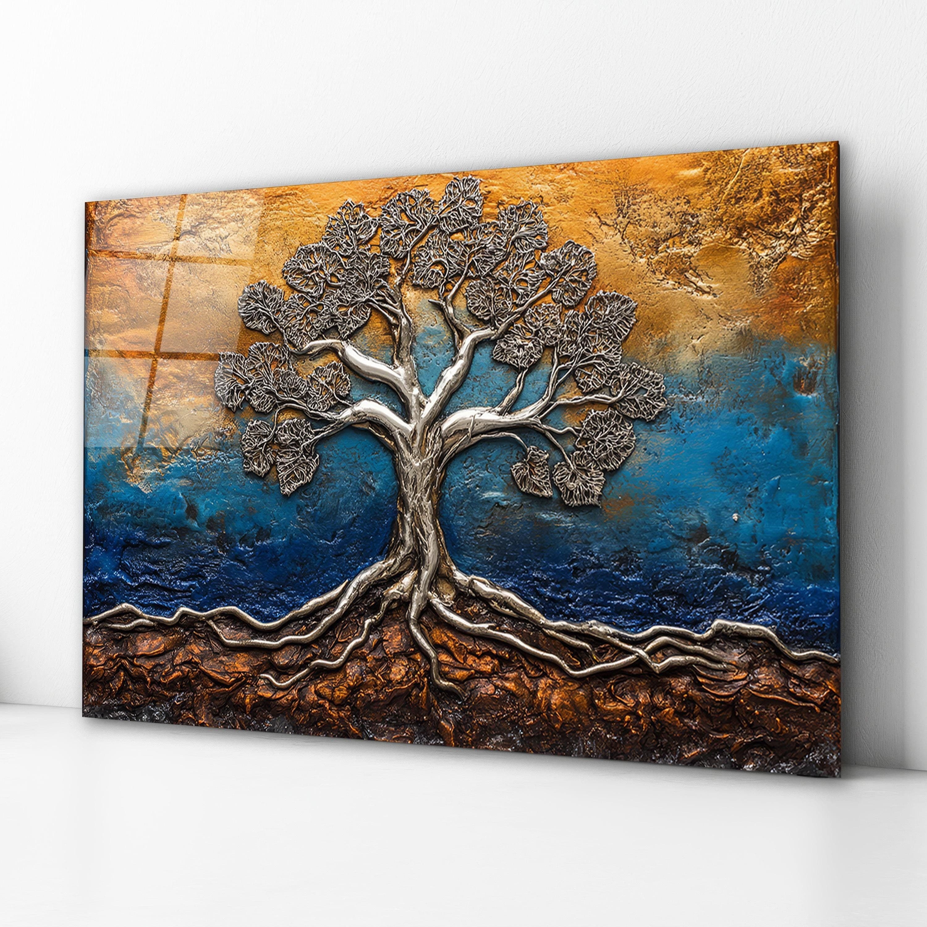 Metal Relief Inspired Glass Backsplash, Tempered Glass Tree of Life Backsplash, Kitchen Splashback Panel, Kitchen Wall Art, New Home Gifts