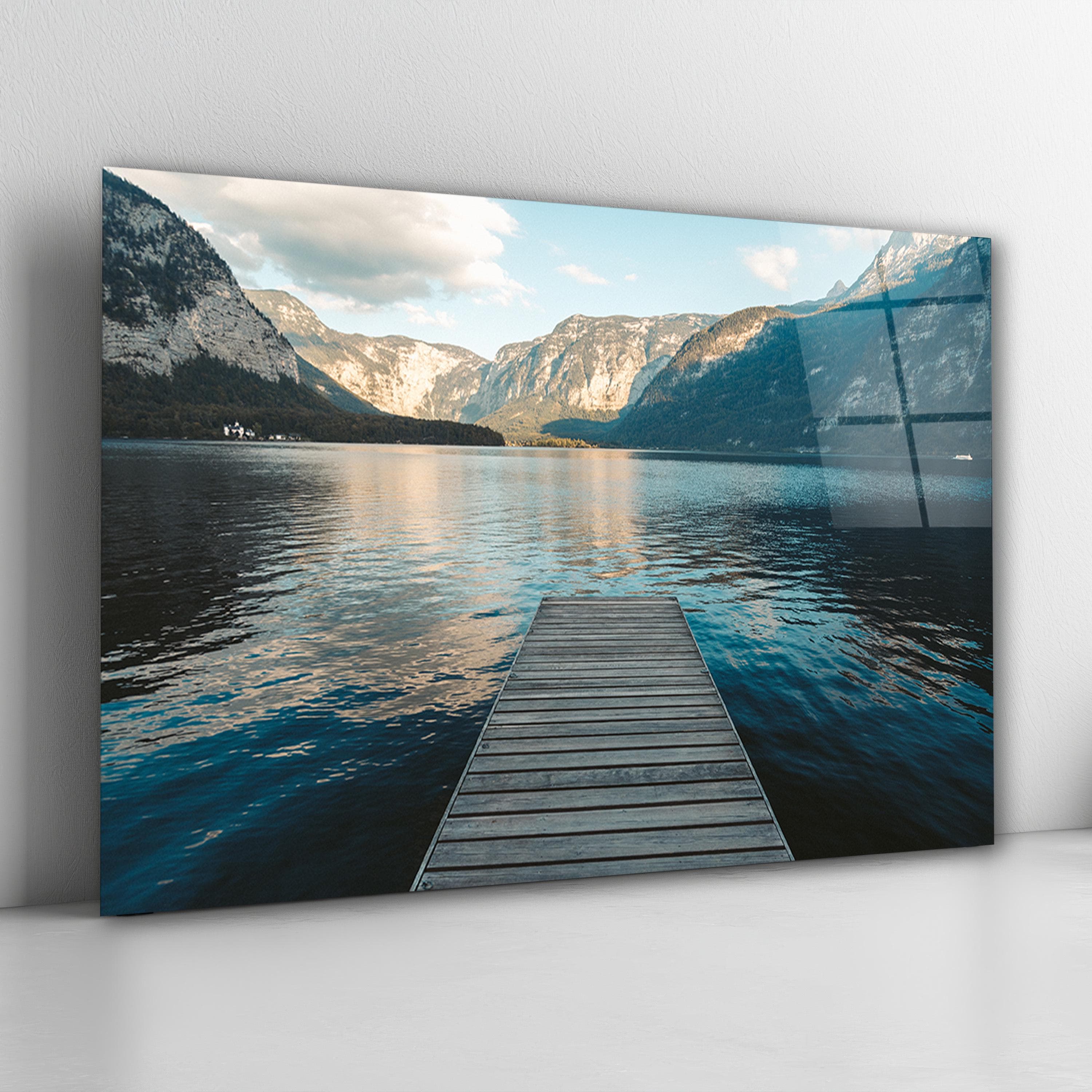 Landscape Photography Glass Wall Art, Lake & Mountains Tempered Glass Decor, Nature Wall Art, New Home Gifts, Anniversary Gifts, Home Decor
