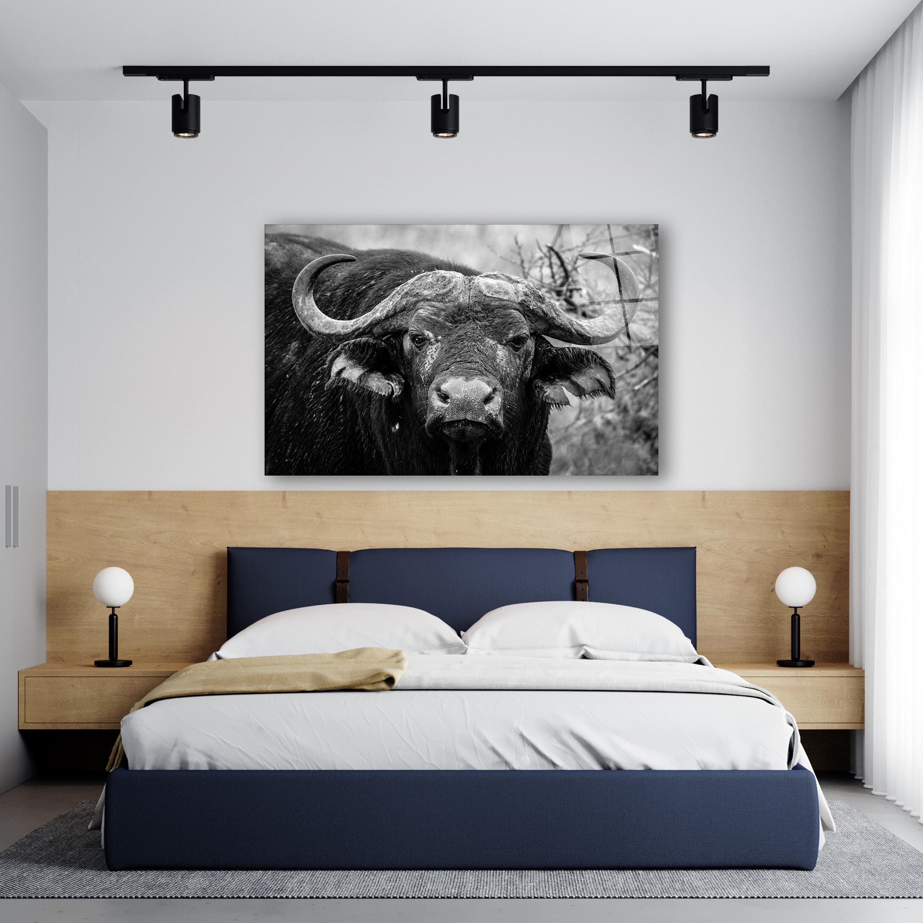 Majestic Bison Glass Wall Art, Buffalo Tempered Glass Decor, Office Wall Art, Gift For Him, Above Bed Art, Mother's Day Gifts, Wall Hangings