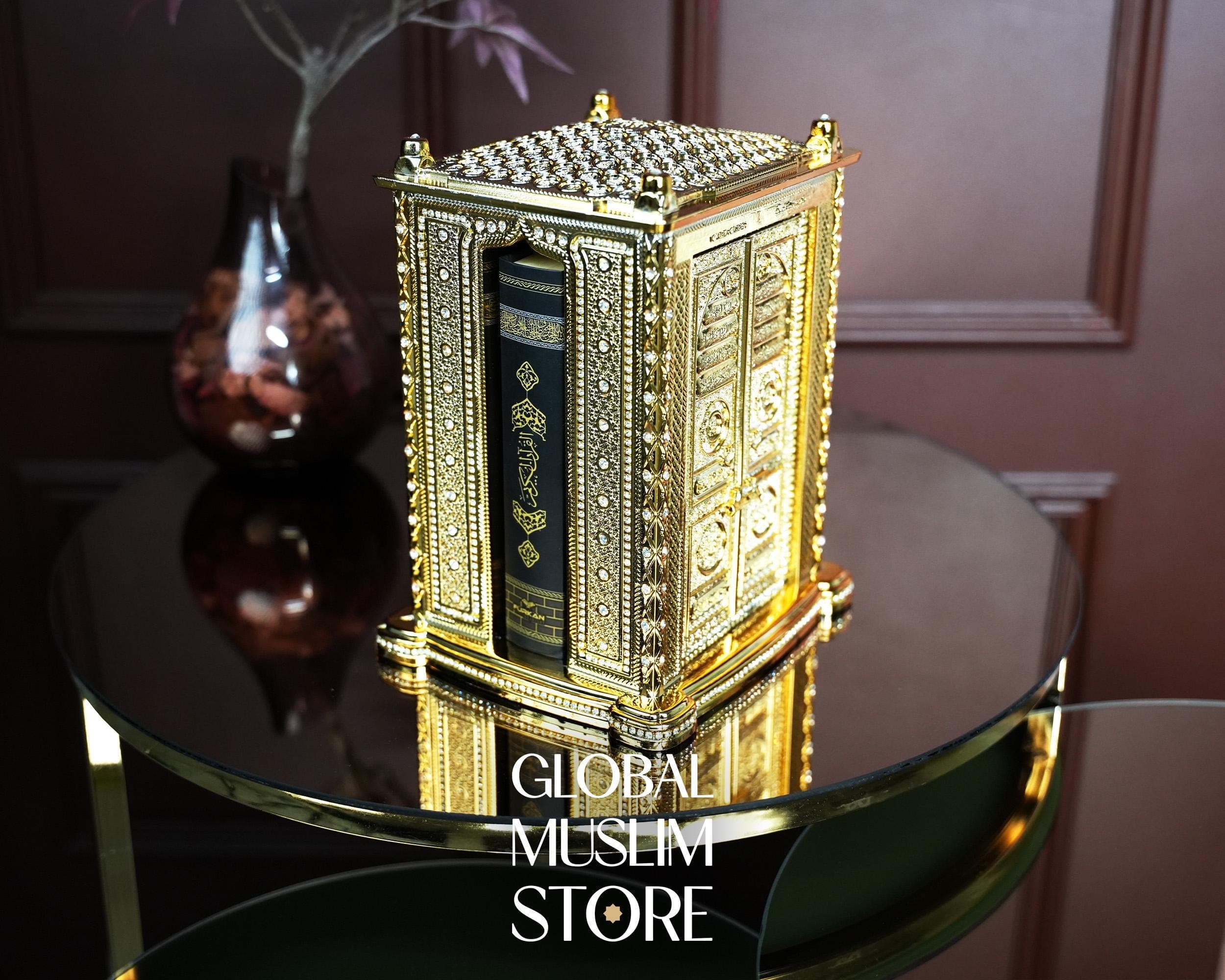 Quran Holder Figurine with Quran | Gold Decorative Quran Case | Muslim Home Decoration | Muslim Art | Islamic Home Office Decor - image 3