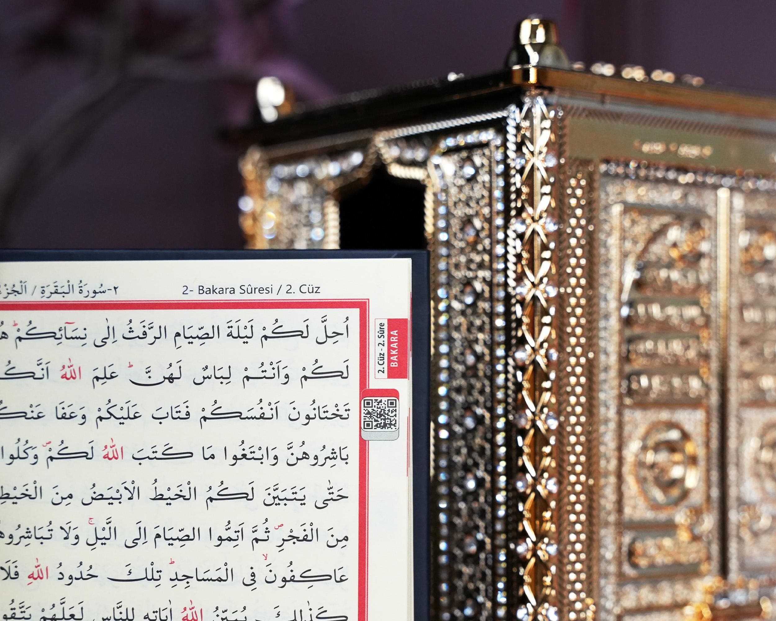 Quran Holder Figurine with Quran | Gold Decorative Quran Case | Muslim Home Decoration | Muslim Art | Islamic Home Office Decor - image 5