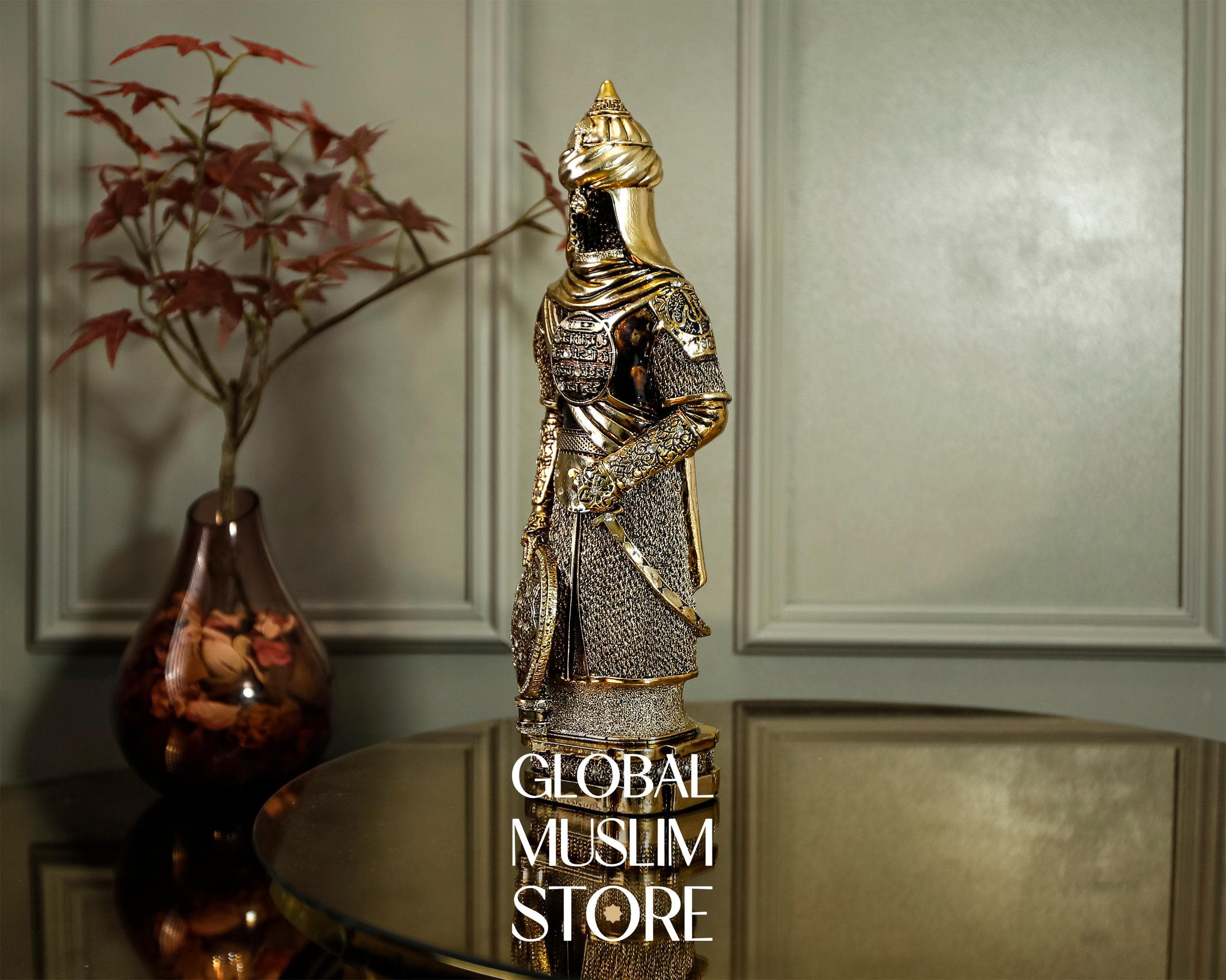 Golden Plated Muslim Ottoman Soldier, Ottoman Art, Armed Warrior Figurine, Islamic Gift, Gift For Muslim Father,  Islamic Home Decor Figure - image 5
