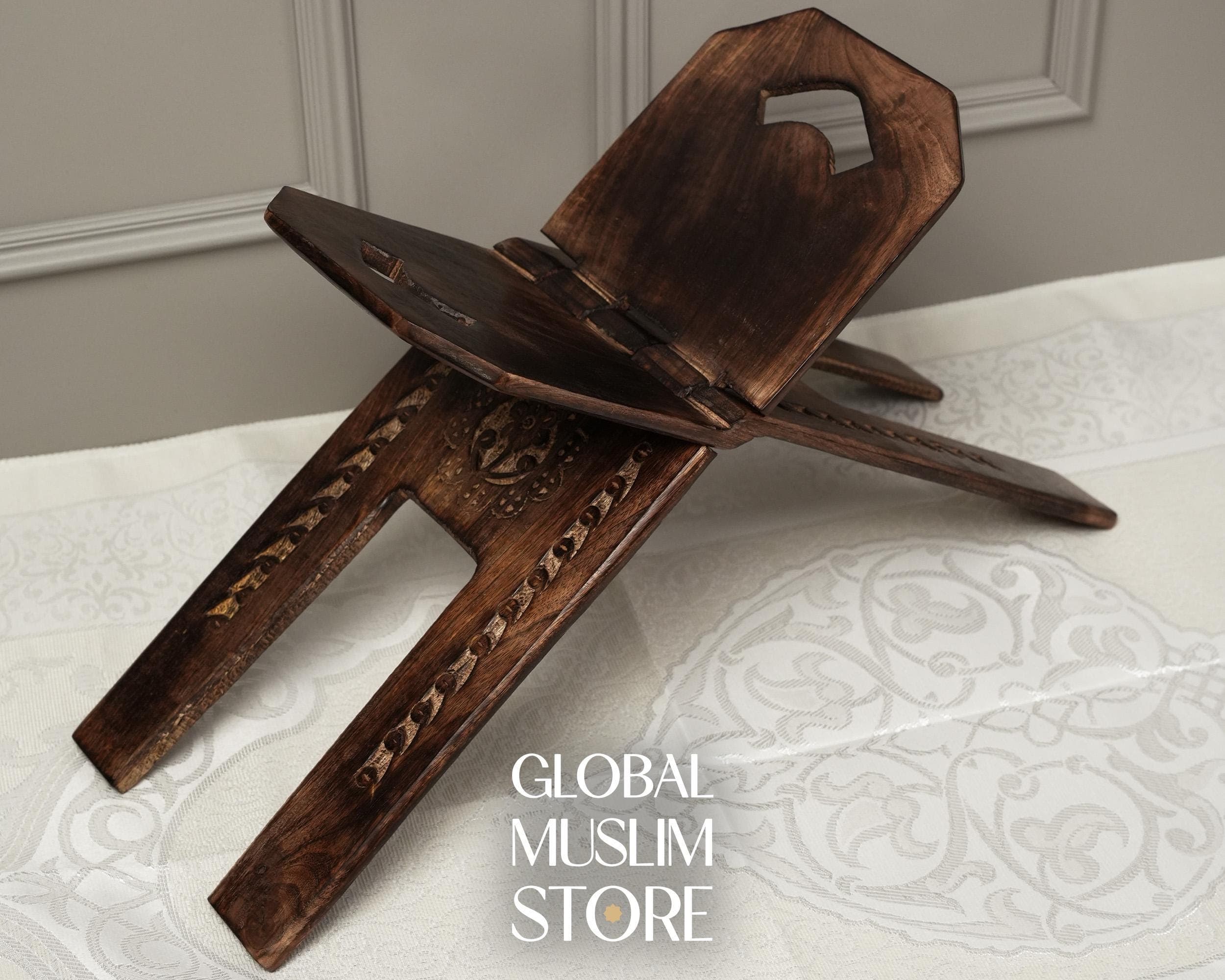 Islamic Book Stand | Hand Carved Foldable Wooden Quran Rehal | Quran Holder - image 5