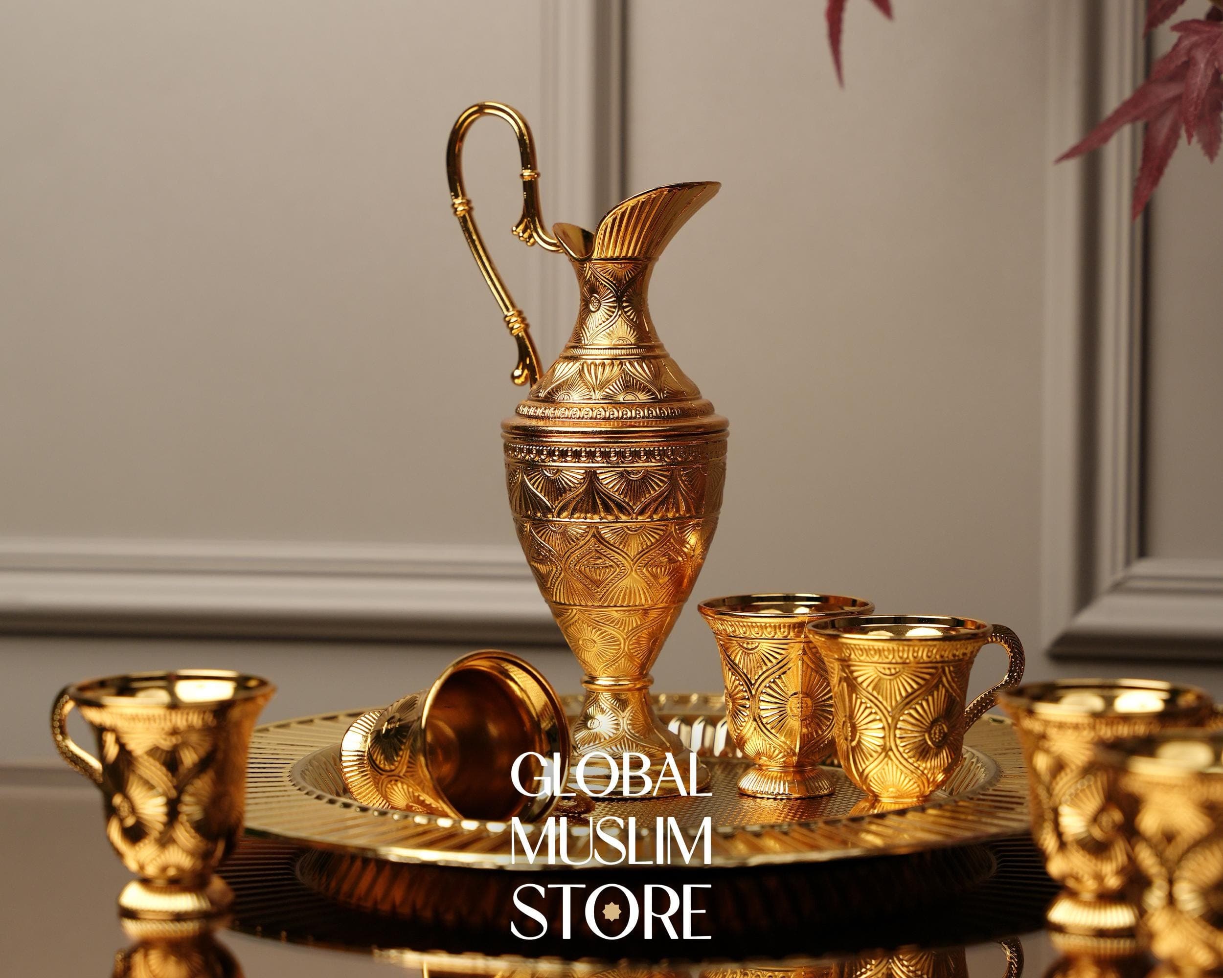 Zamzam Set, Luxury Zamzam Tray Ewer & Cup Set, Handmade Zamzam Water Serving Ensemble, Handmade Islamic Gift, Hajj Souvenir, Umrah Present - image 4