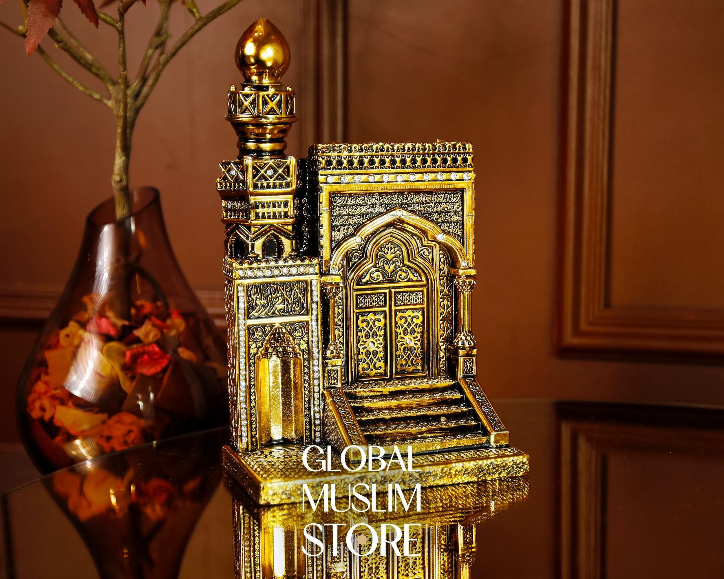 Islamic Mihrab and Minbar Decor – Mosque Masjid Decor | Gold Plated Handcrafted Ornament | Muslim Spiritual Gift for Home & Office - image 5