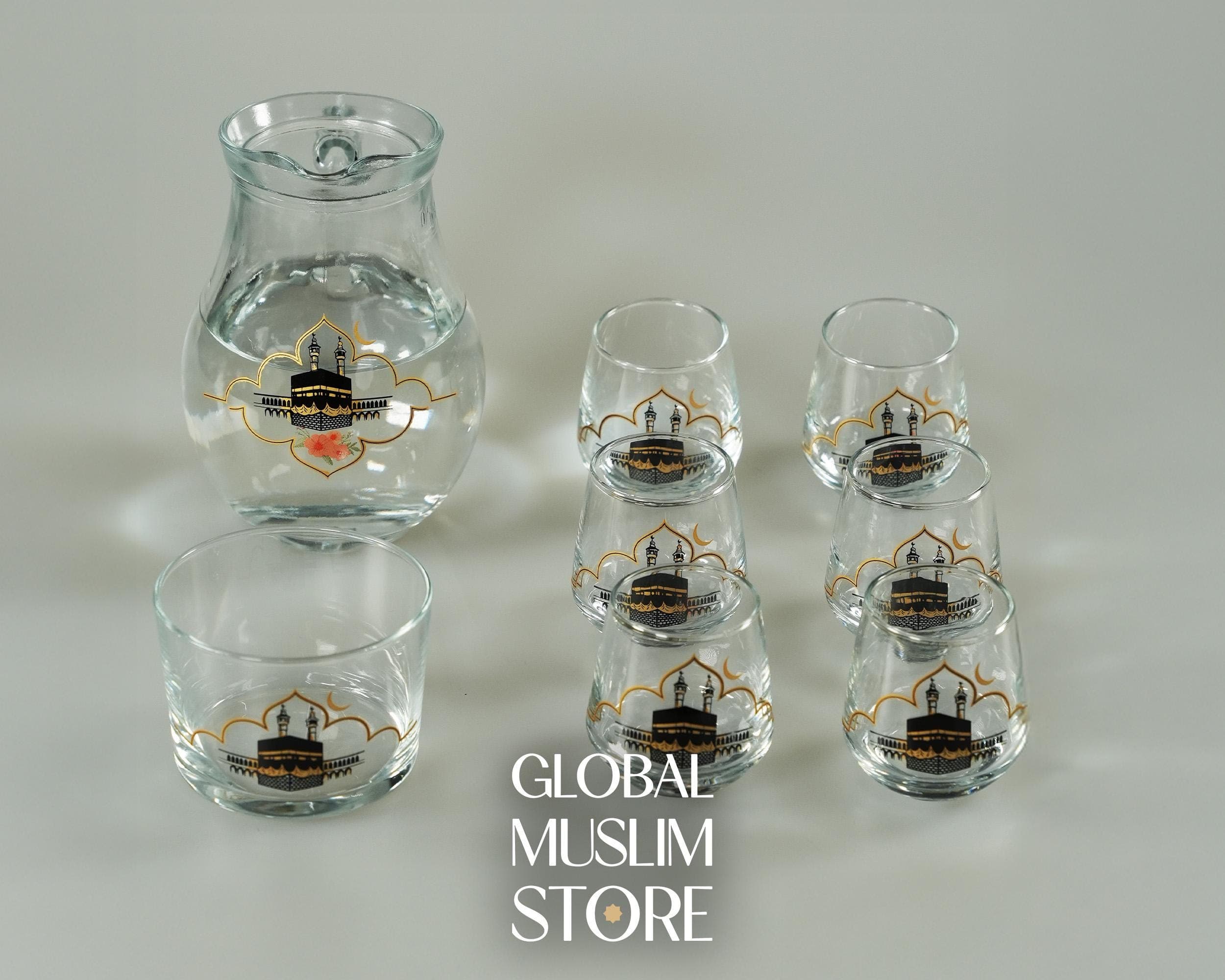 Elegant Islamic Drinkware Set: Zamzam Jug, Cups & Date Bowl - Luxury Muslim Serveware - Eid Ramadan Gift - image 3