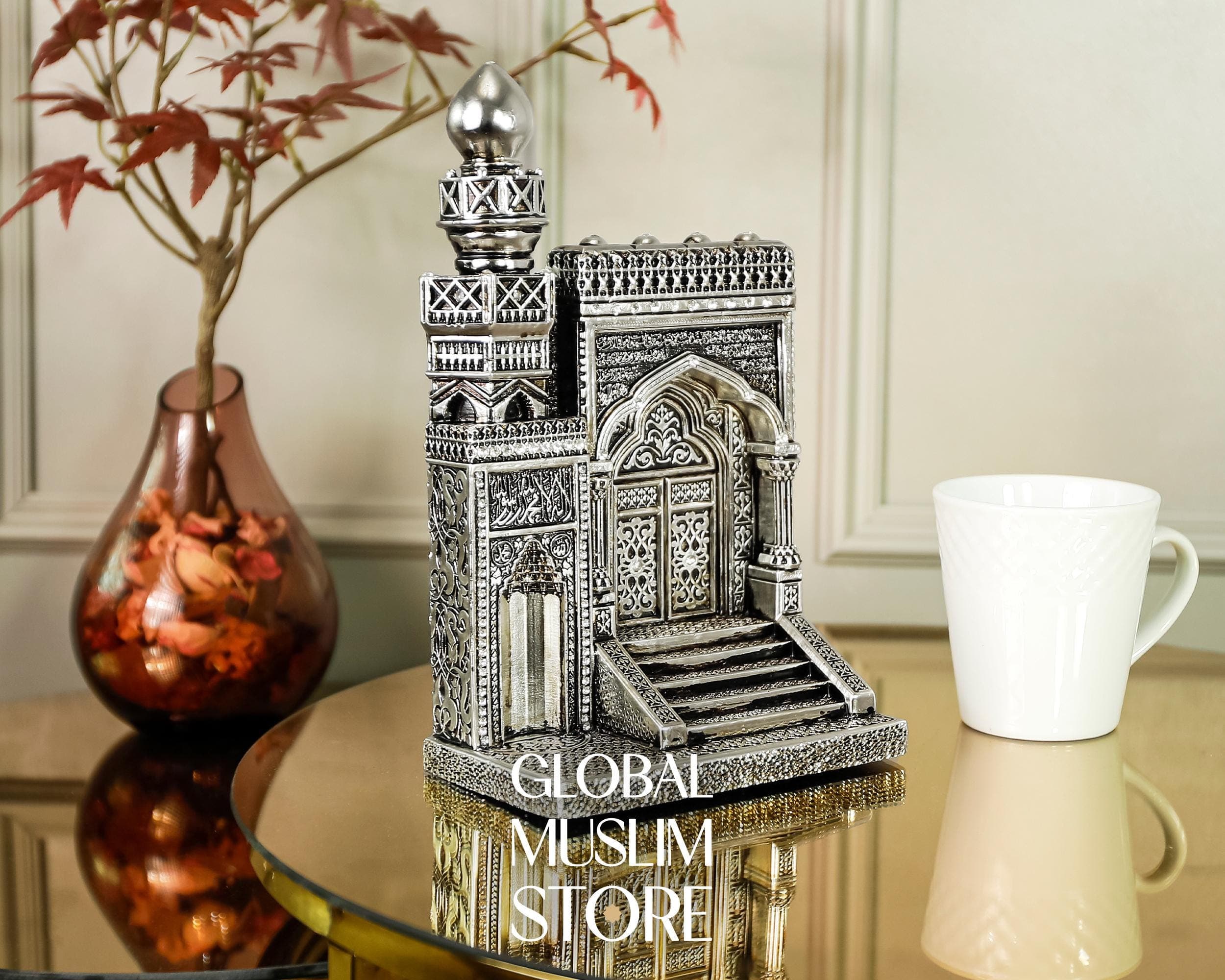 Mihrab and Minbar Islamic Decorative Figurine | Silver Handmade Muslim Ornament | Islamic Housewarming Gift, Muslim Home Decor, Muslim Art - image 4