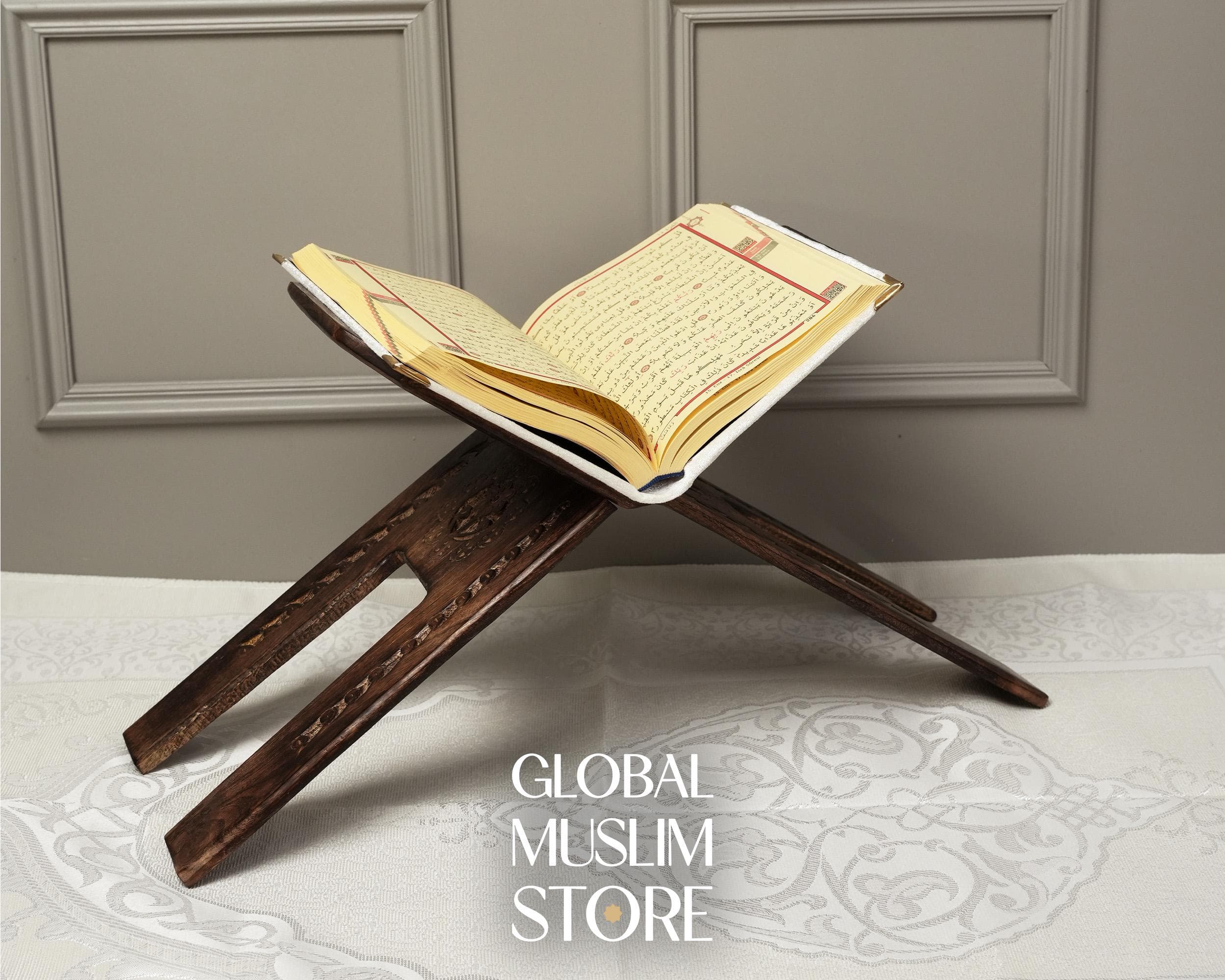 Islamic Book Stand | Hand Carved Foldable Wooden Quran Rehal | Quran Holder