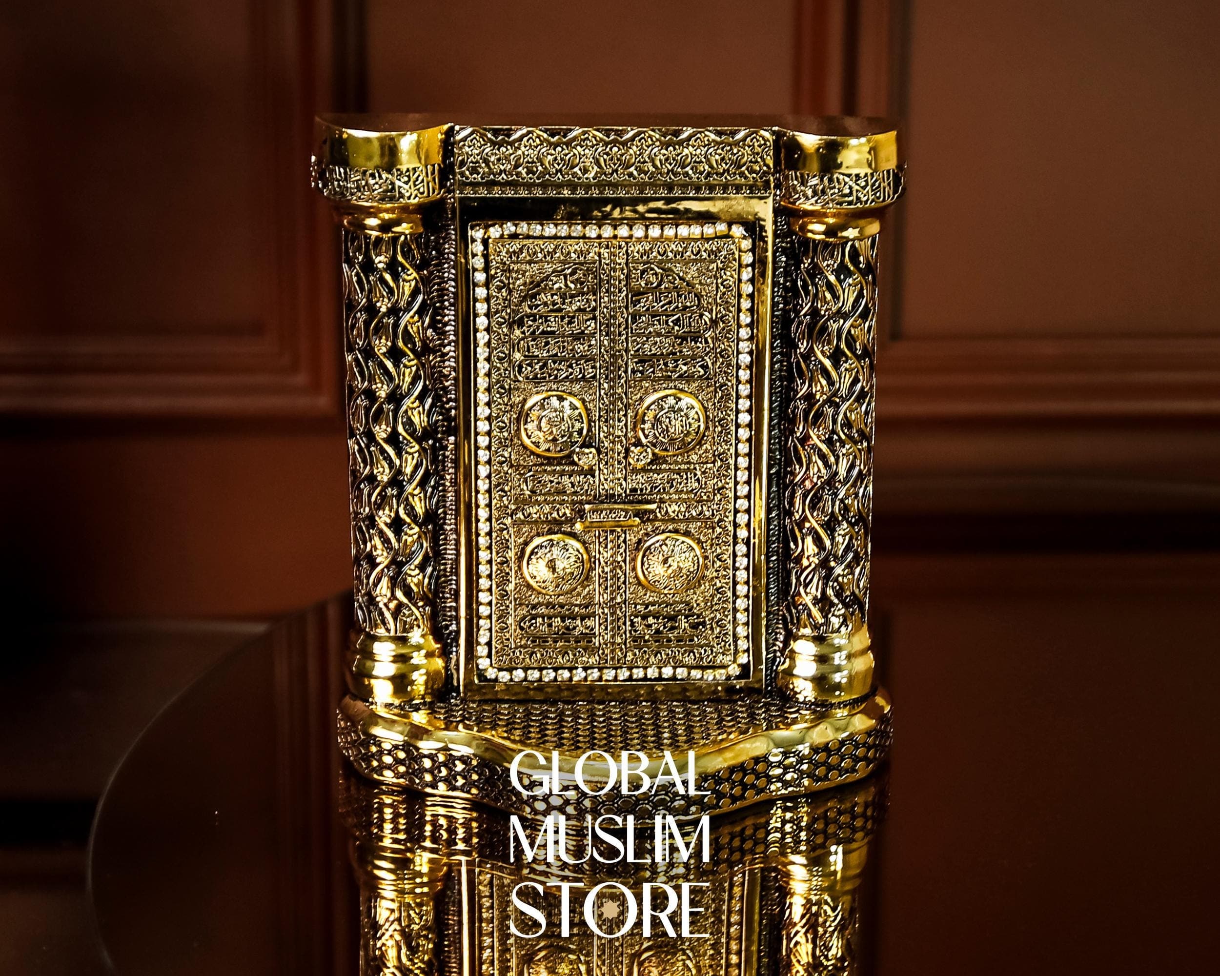 Gold Kaaba Door Figurine with Ayat al-Kursi | Islamic Spiritual Home Decor Gift | Islamic Office Decor | Decorative Islamic Art | Muslim Art
