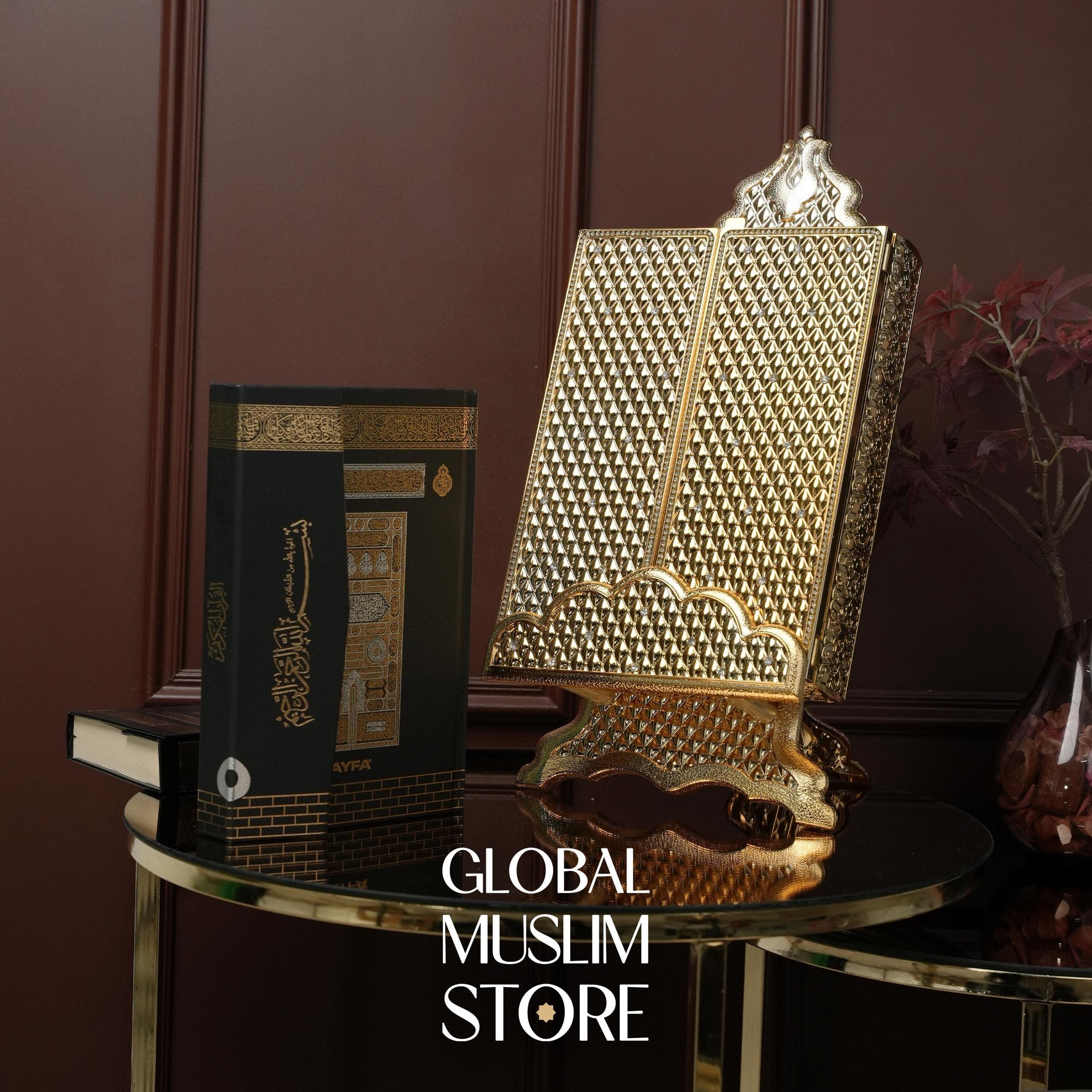 Quran Box with Quran Gift, Gold Quran Case and Quran for Gift, Luxury Quran and Gold Cover with Stand