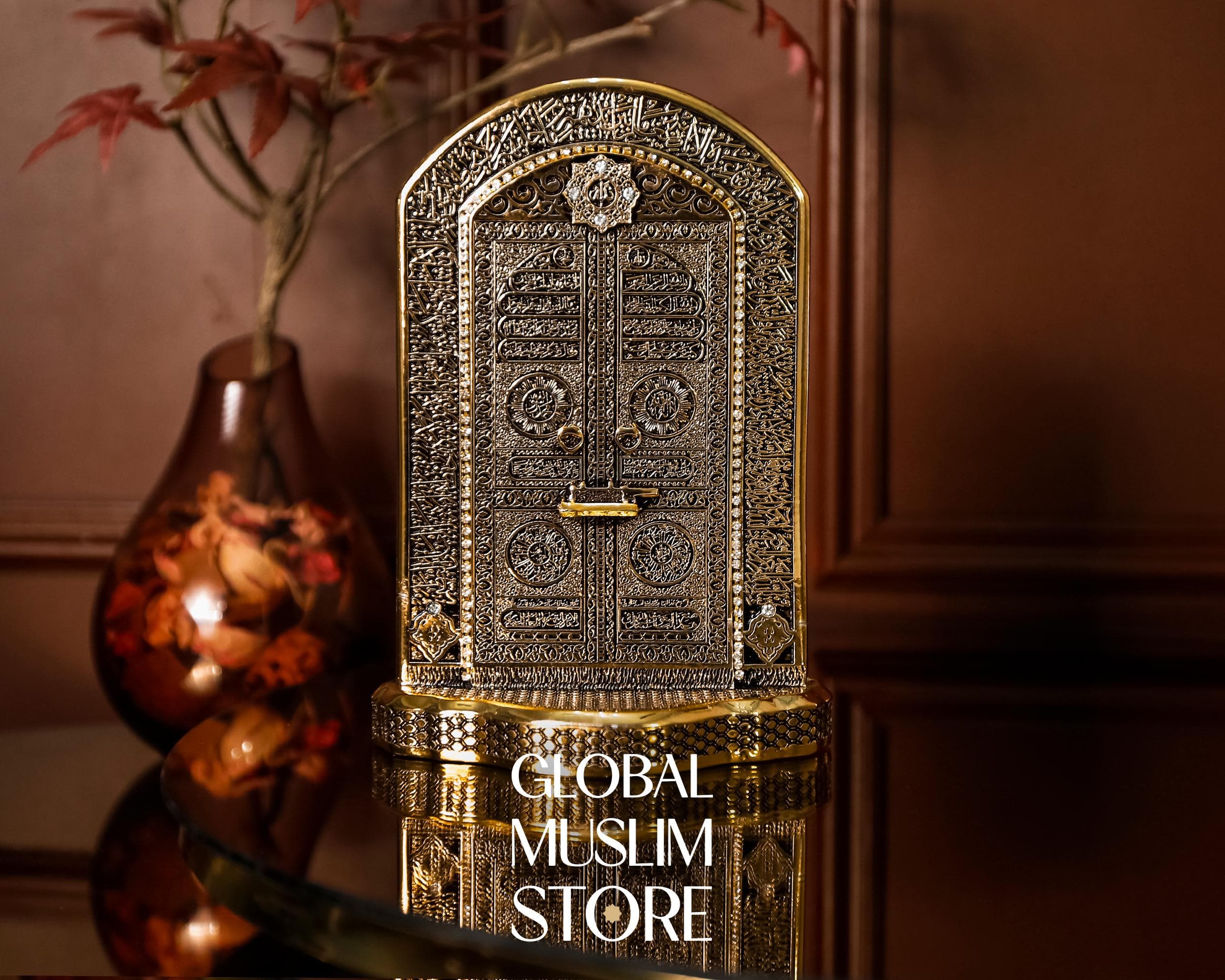 Gold Kaaba Door Figurine with Ayat al-Kursi | Islamic Spiritual Home Decor Gift | Islamic Office Decor | Decorative Islamic Art