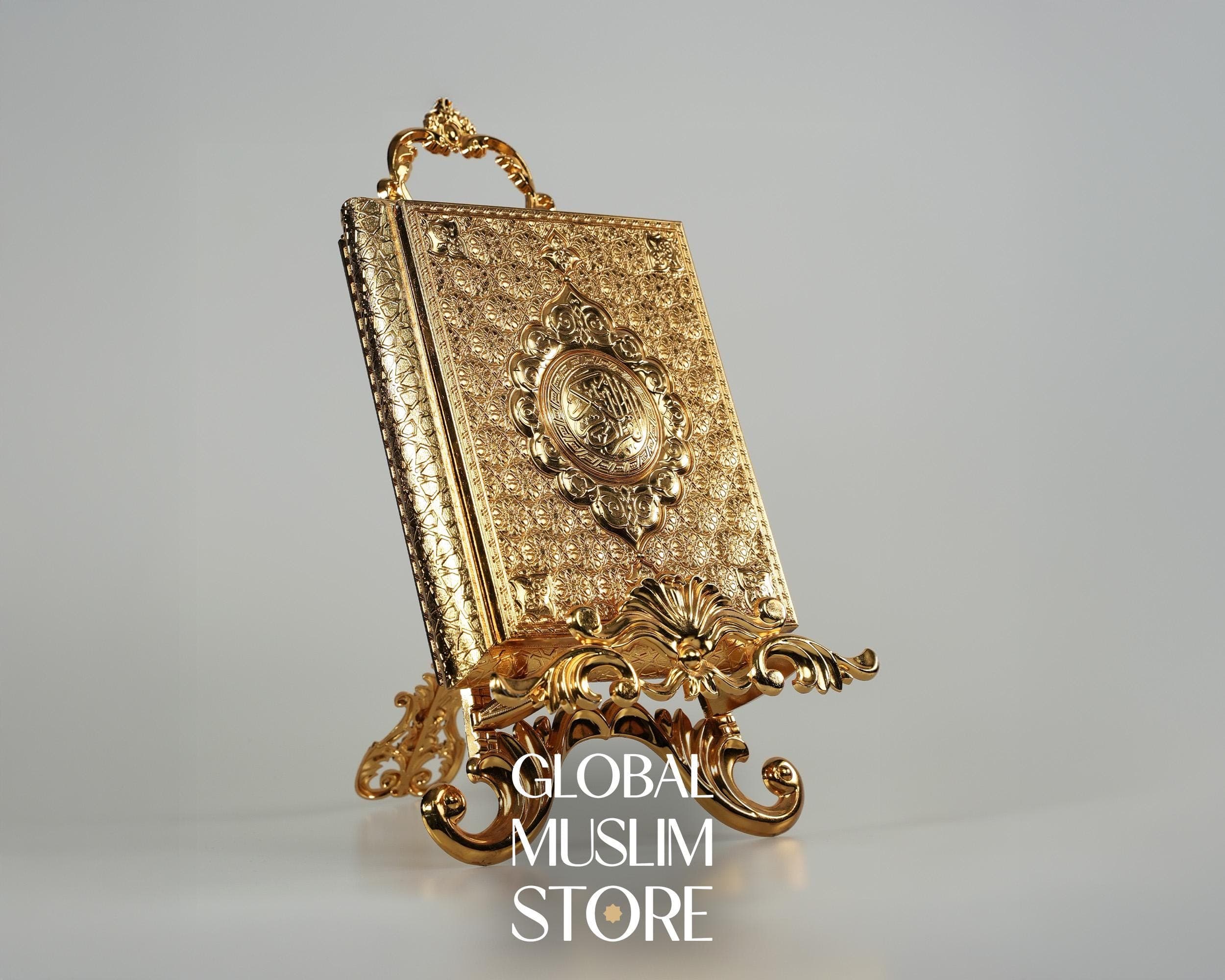 Luxury Gold Quran Box Set: Engraved Islamic Gift with Display Stand - image 5