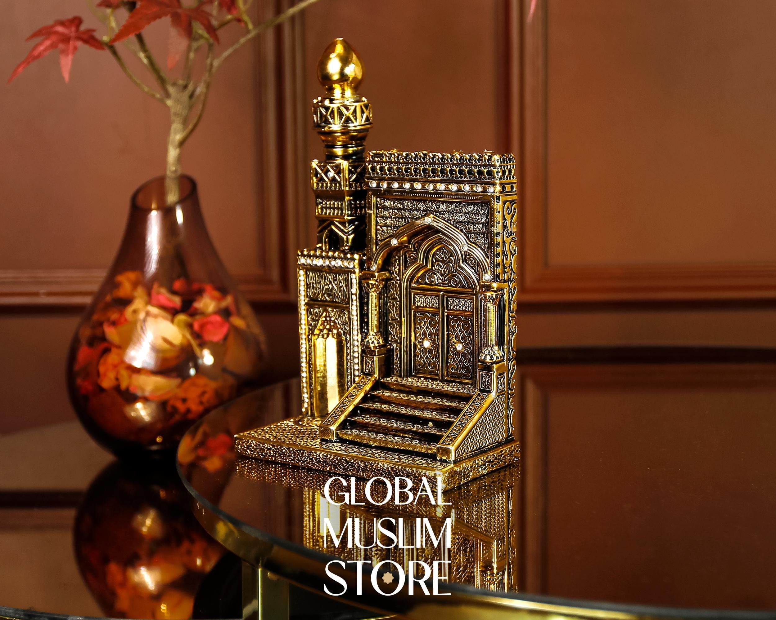 Islamic Mihrab and Minbar Decor – Mosque Masjid Decor | Gold Plated Handcrafted Ornament | Muslim Spiritual Gift for Home & Office - image 4
