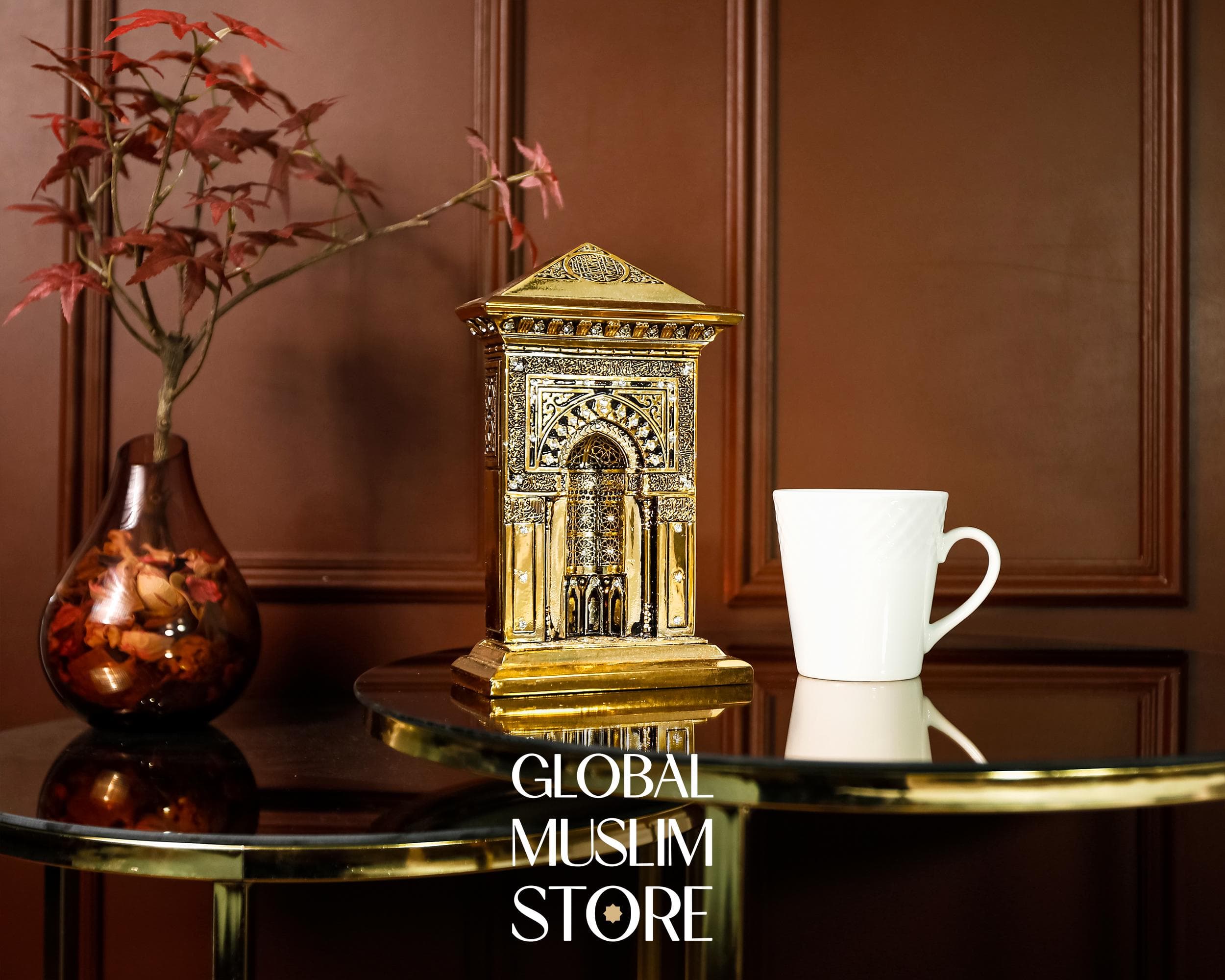Islamic Art Decor Gift | Gold Triangular Mihrab Decorative Figurine | Islamic Prayer Niche-Inspired Home Decor | Muslim Present | Muslim Art - image 5